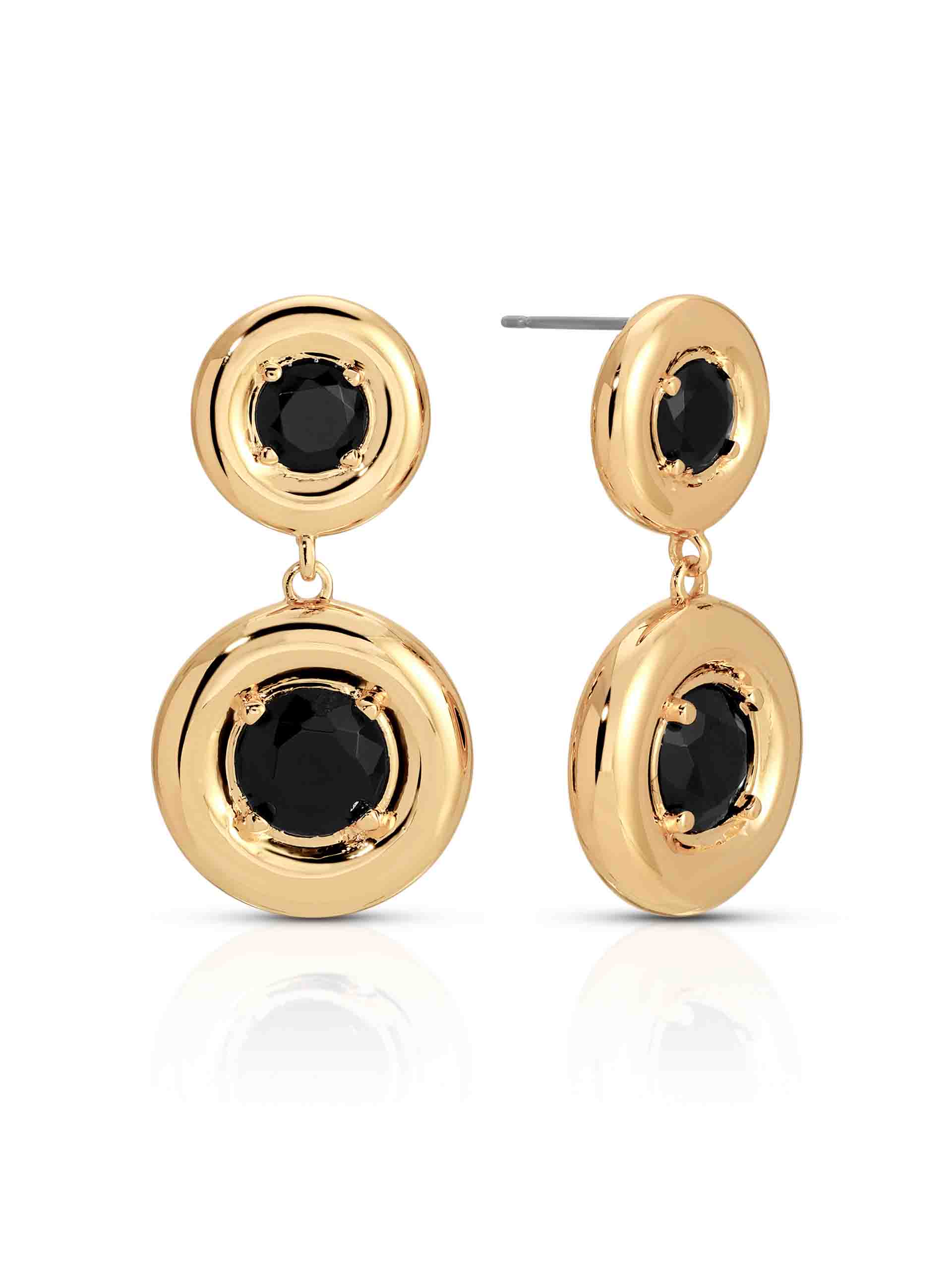 Orbit Crystal Earrings Black Crystal with 18k Gold Plating