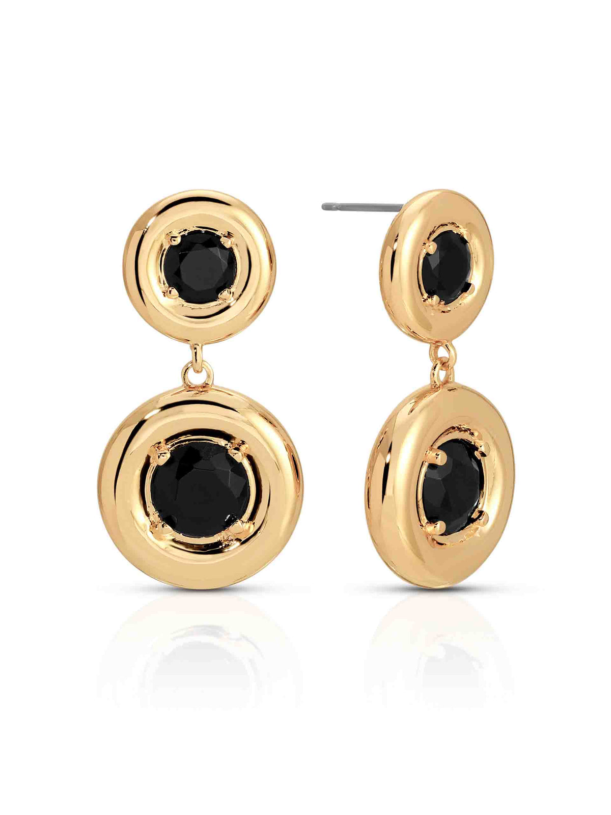 Orbit Crystal Earrings Black Crystal with 18k Gold Plating