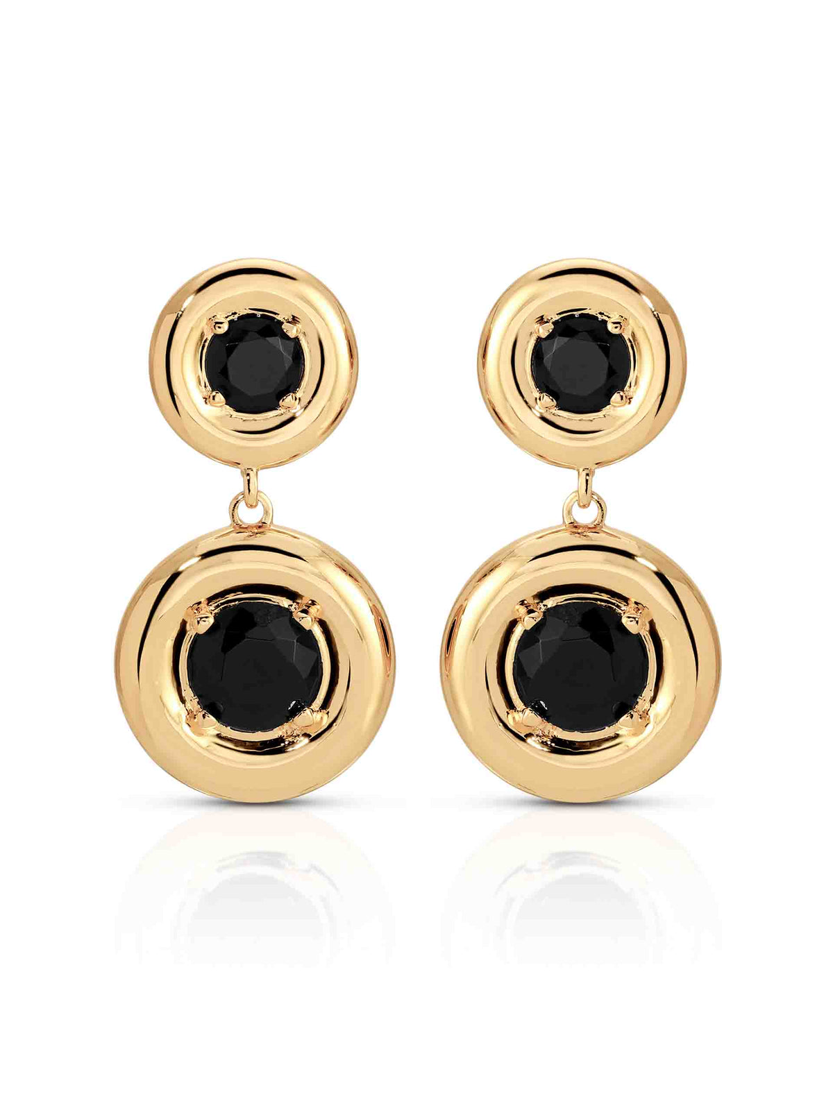 Orbit Crystal Earrings Black Crystal with 18k Gold Plating 2