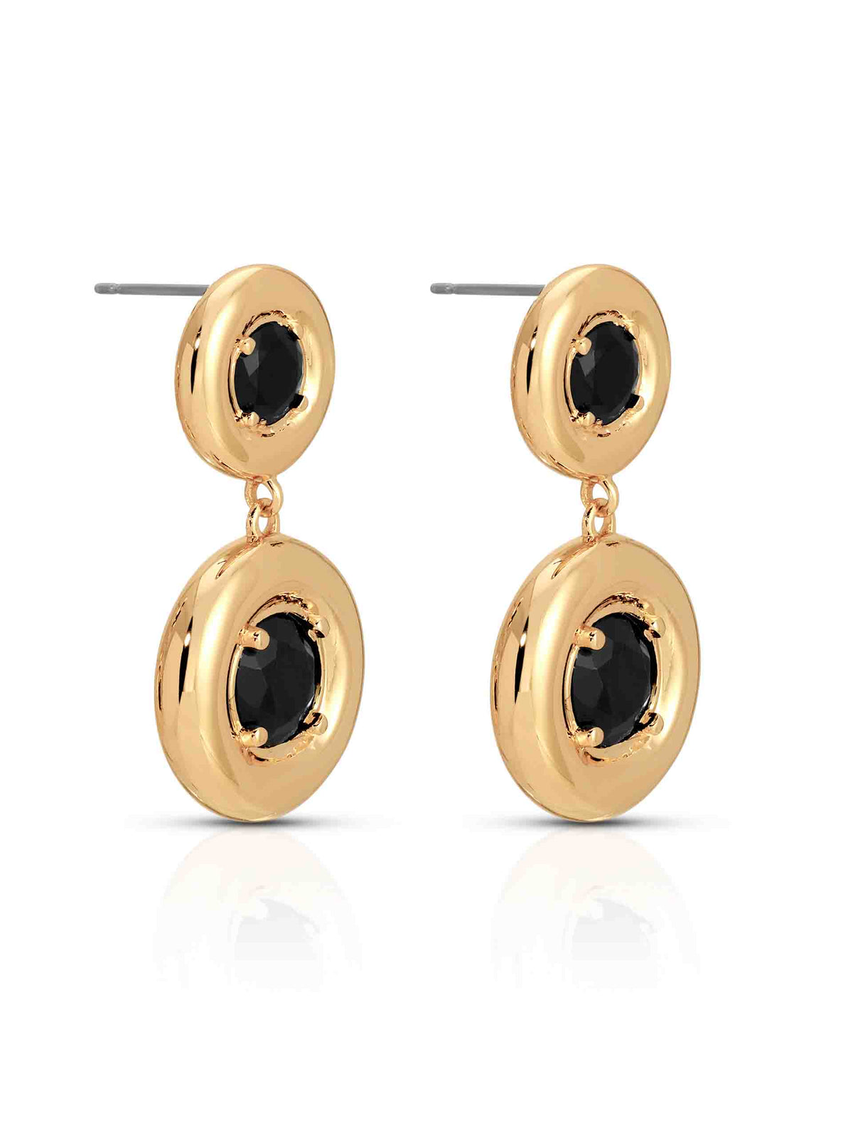 Orbit Crystal Earrings Black Crystal with 18k Gold Plating 3