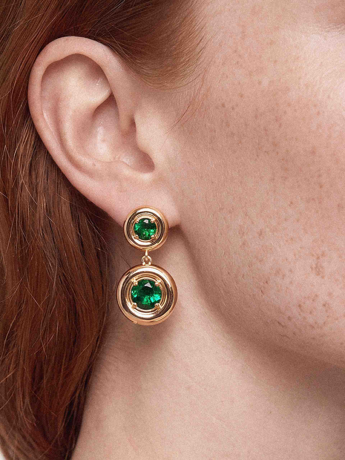 Orbit Crystal Earrings Emerald Crystal with 18k Gold Plating model 2