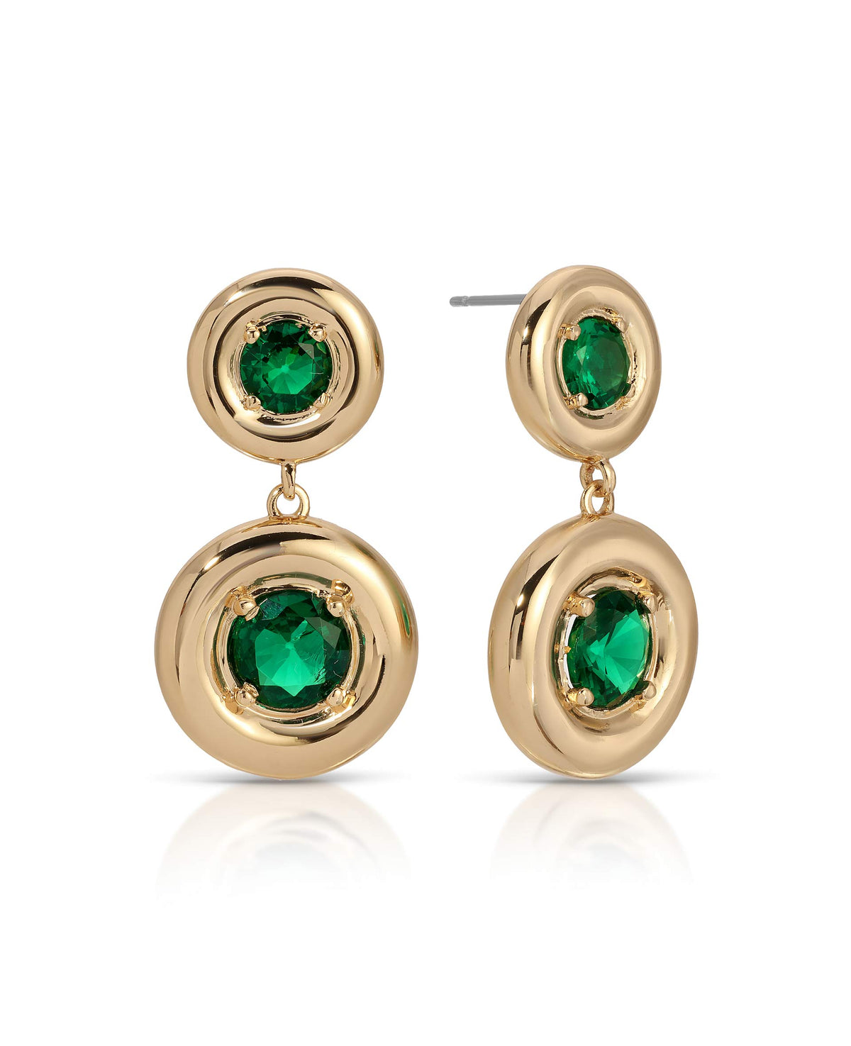 Orbit Crystal Earrings Emerald Crystal with 18k Gold Plating