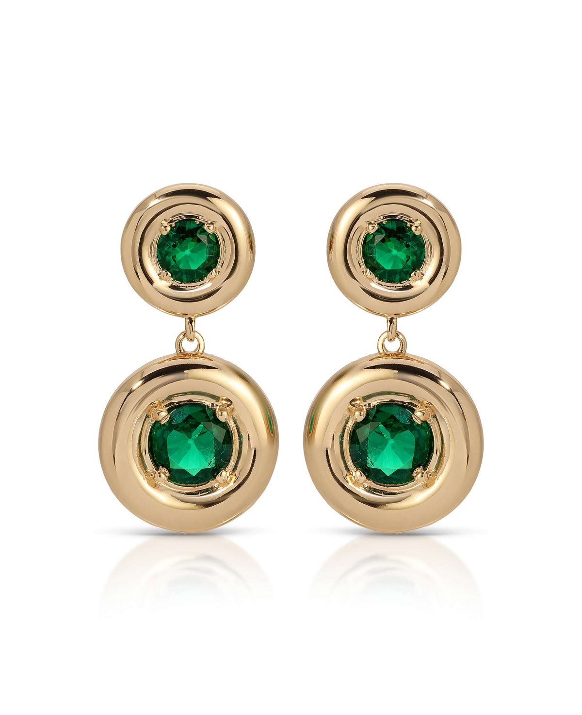 Orbit Crystal Earrings Emerald Crystal with 18k Gold Plating 3