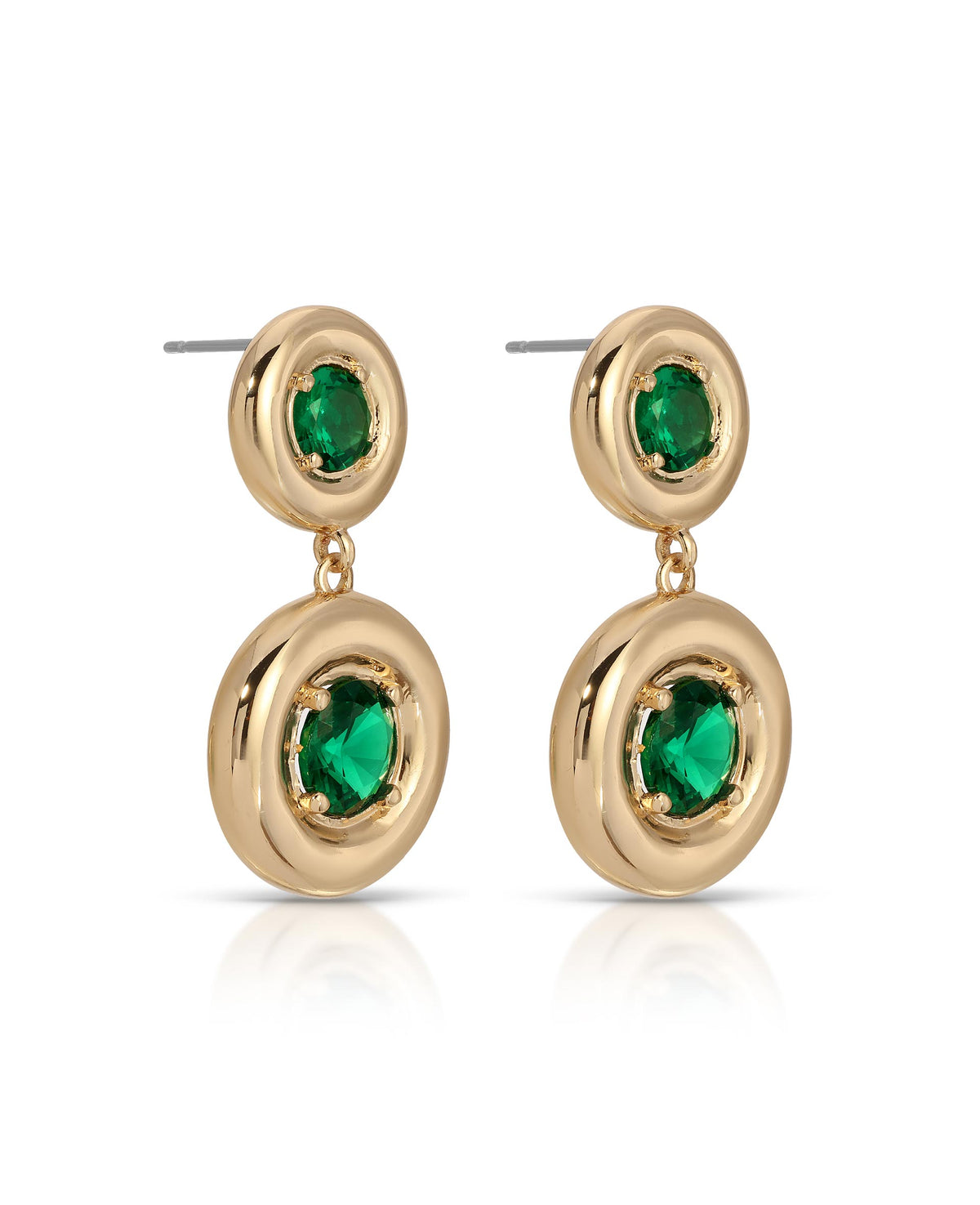 Orbit Crystal Earrings Emerald Crystal with 18k Gold Plating 2