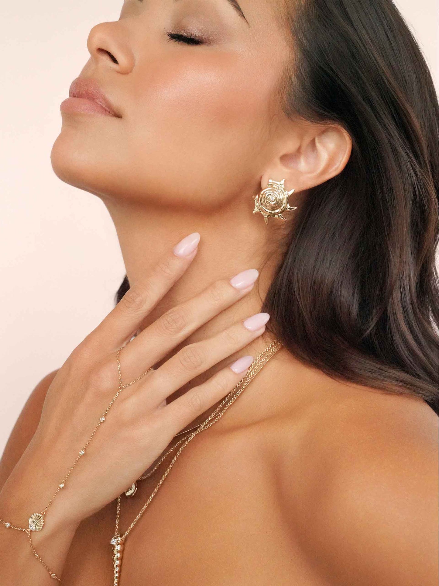 Sorrento Statement Earrings on model 2