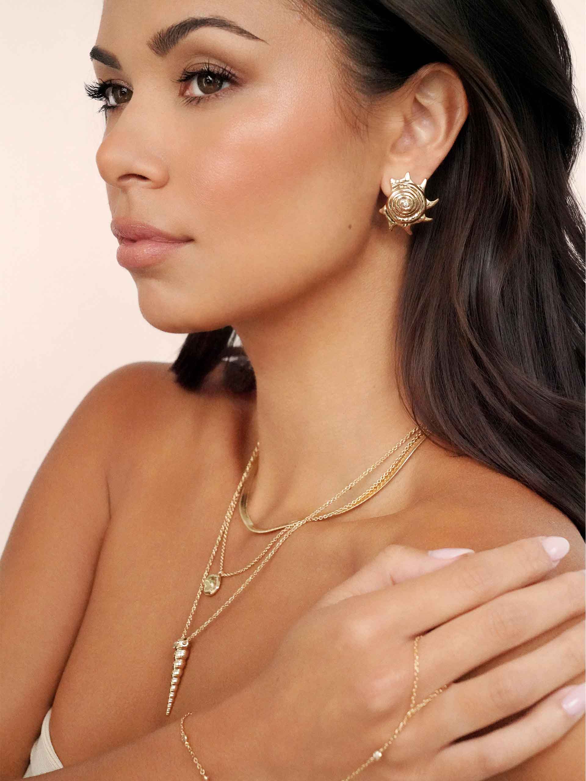 Sorrento Statement Earrings on model 5