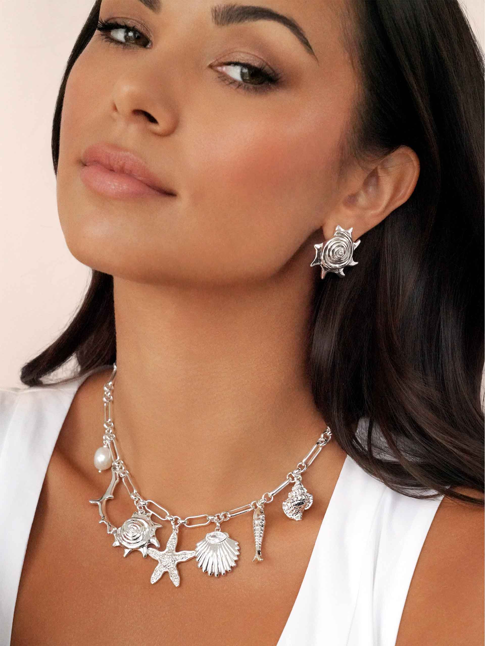 Sorrento Statement Earrings on model 4