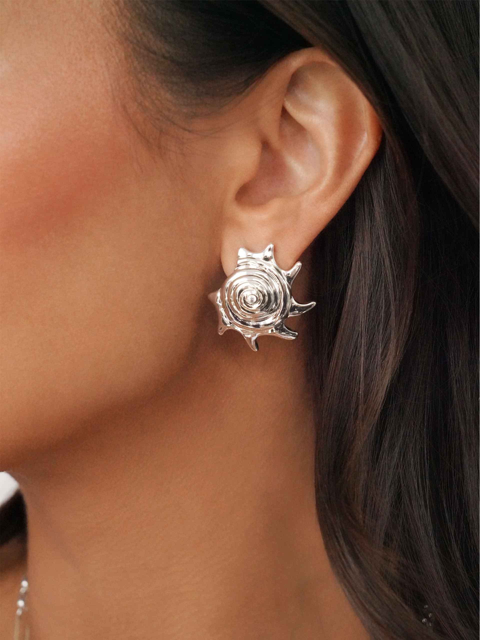 Sorrento Statement Earrings on model 3