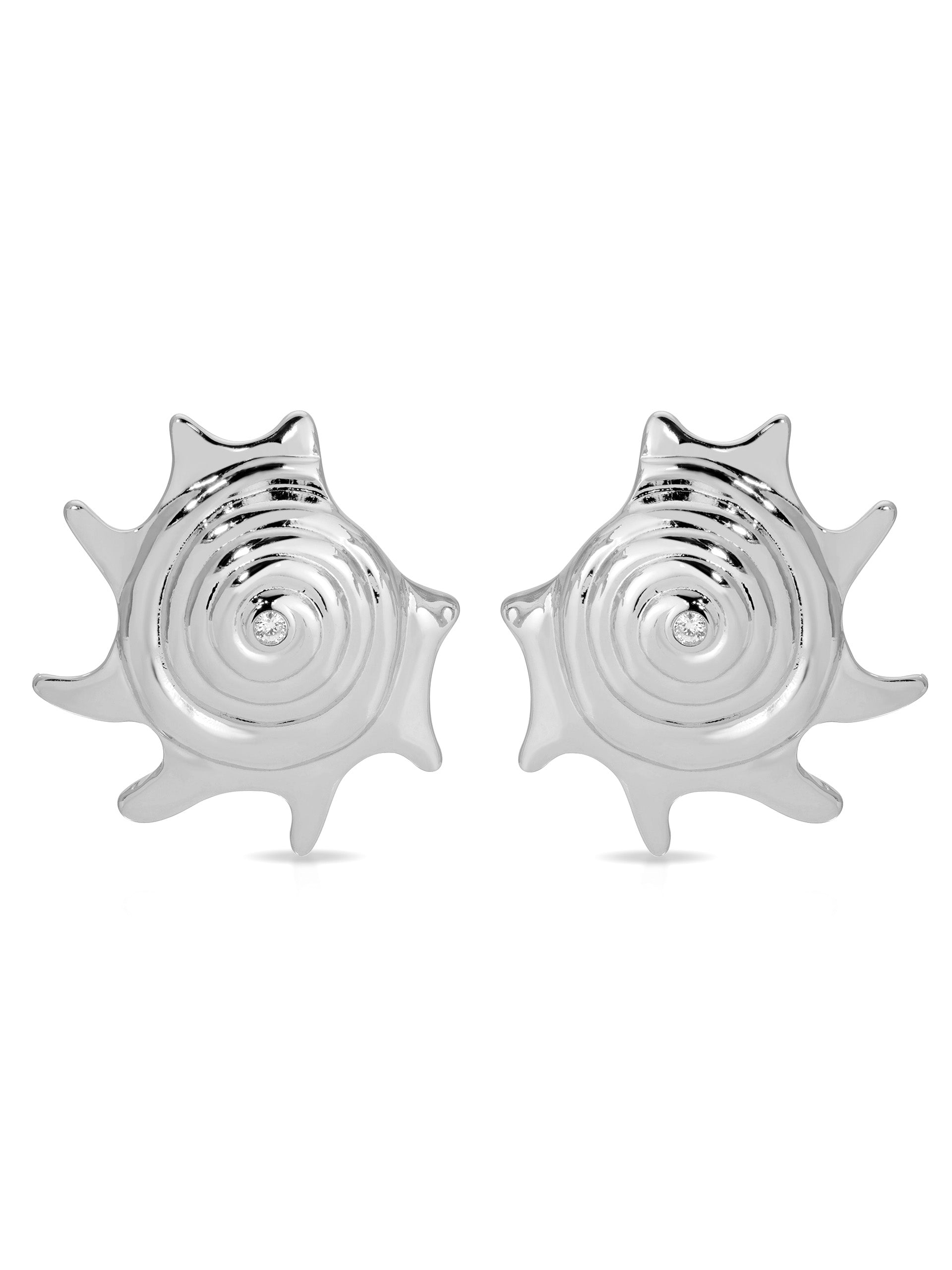 Sorrento Statement Earrings rhodium close