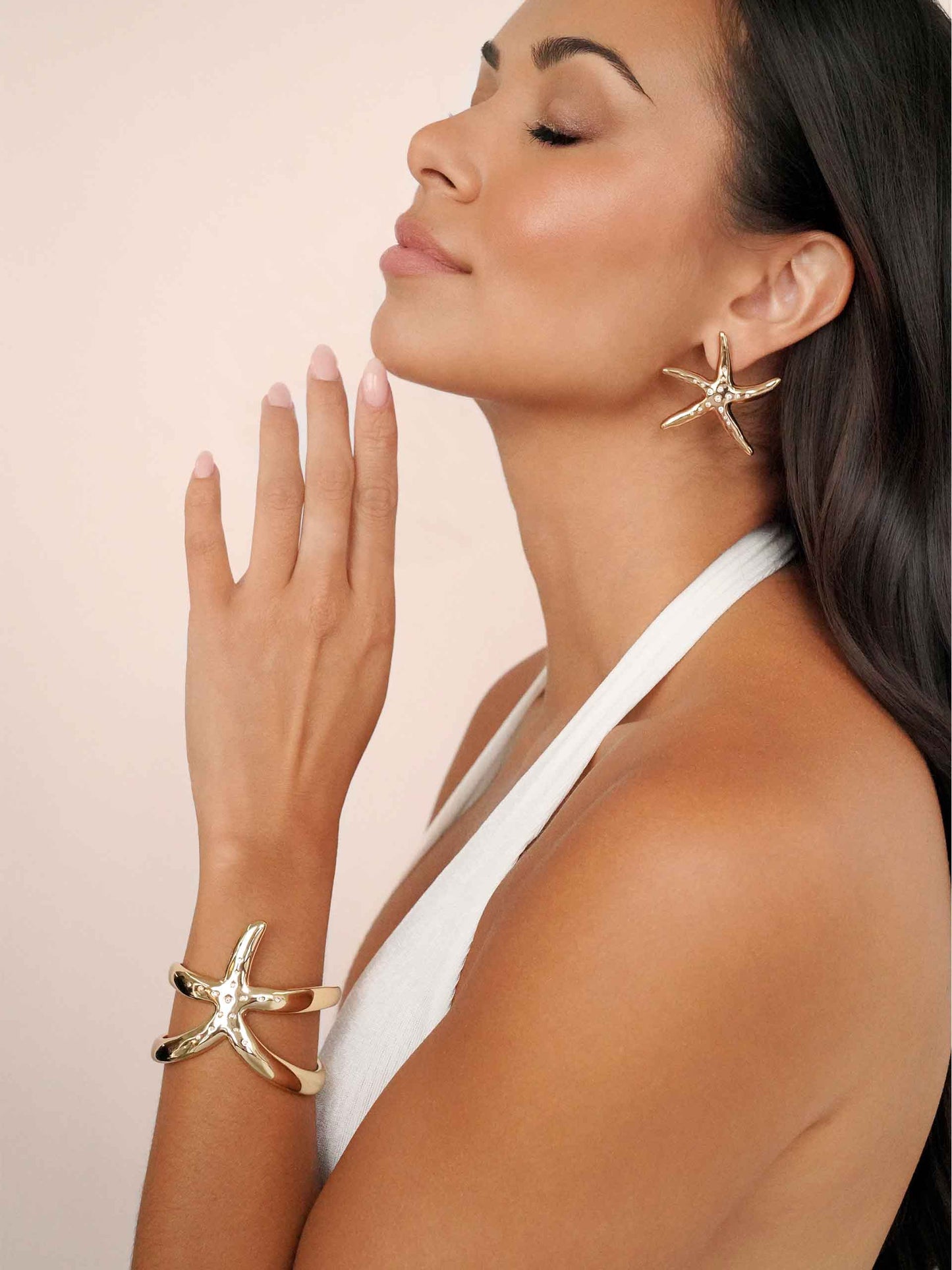 Starfish Luxe Earrings on model 3