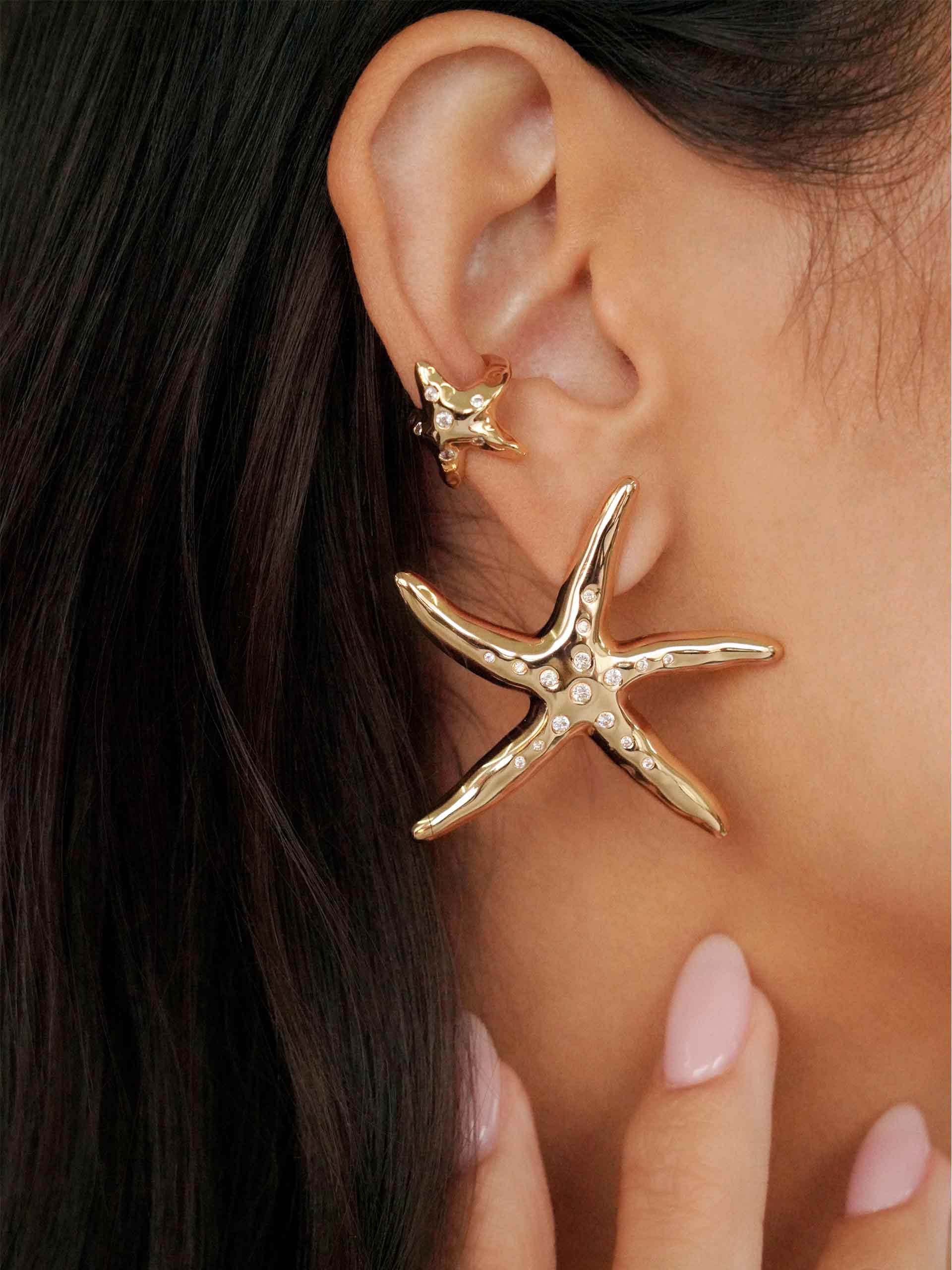 Starfish Luxe Earrings on model 4