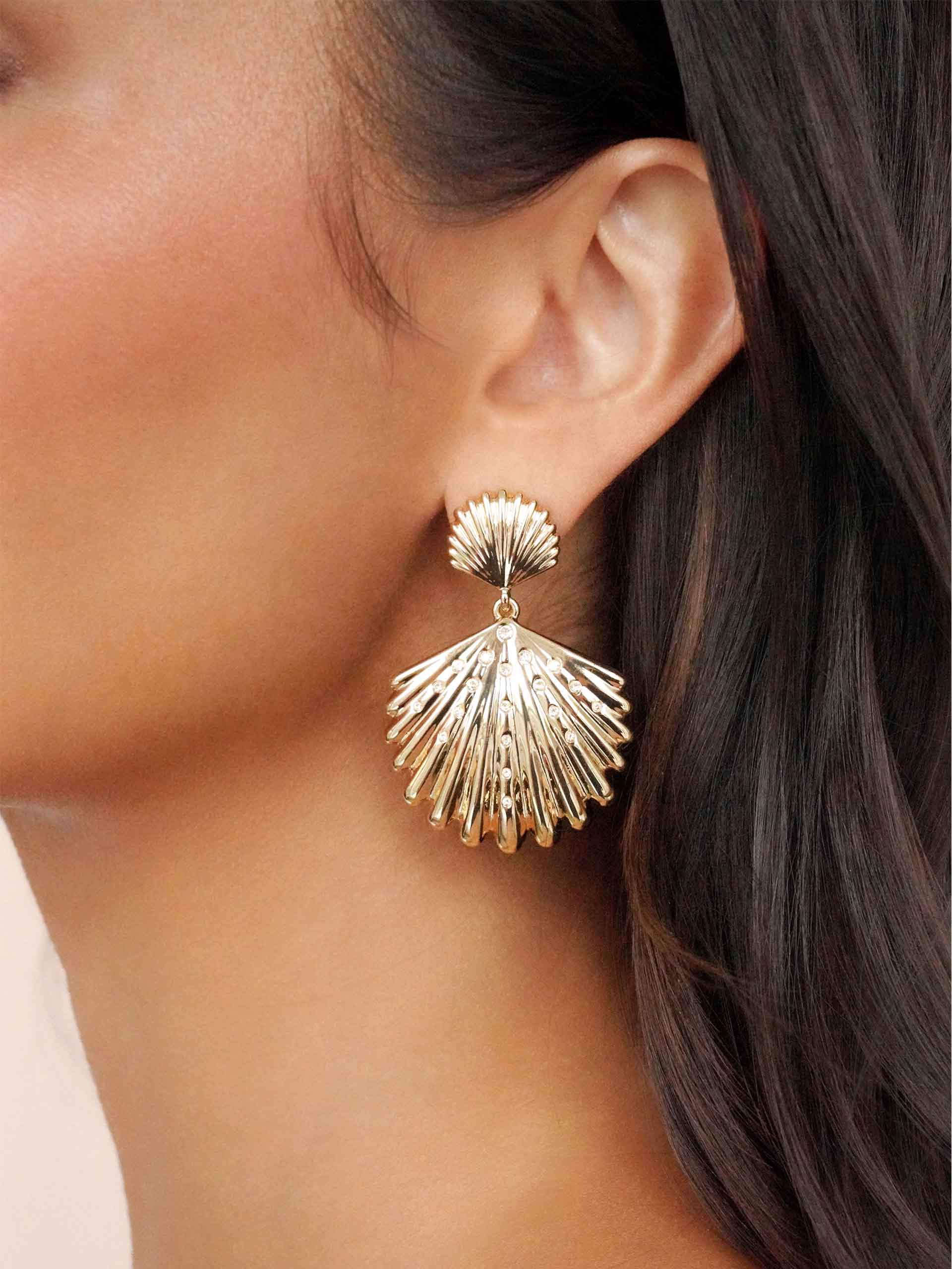 Sun-drenched Shell Earrings on model