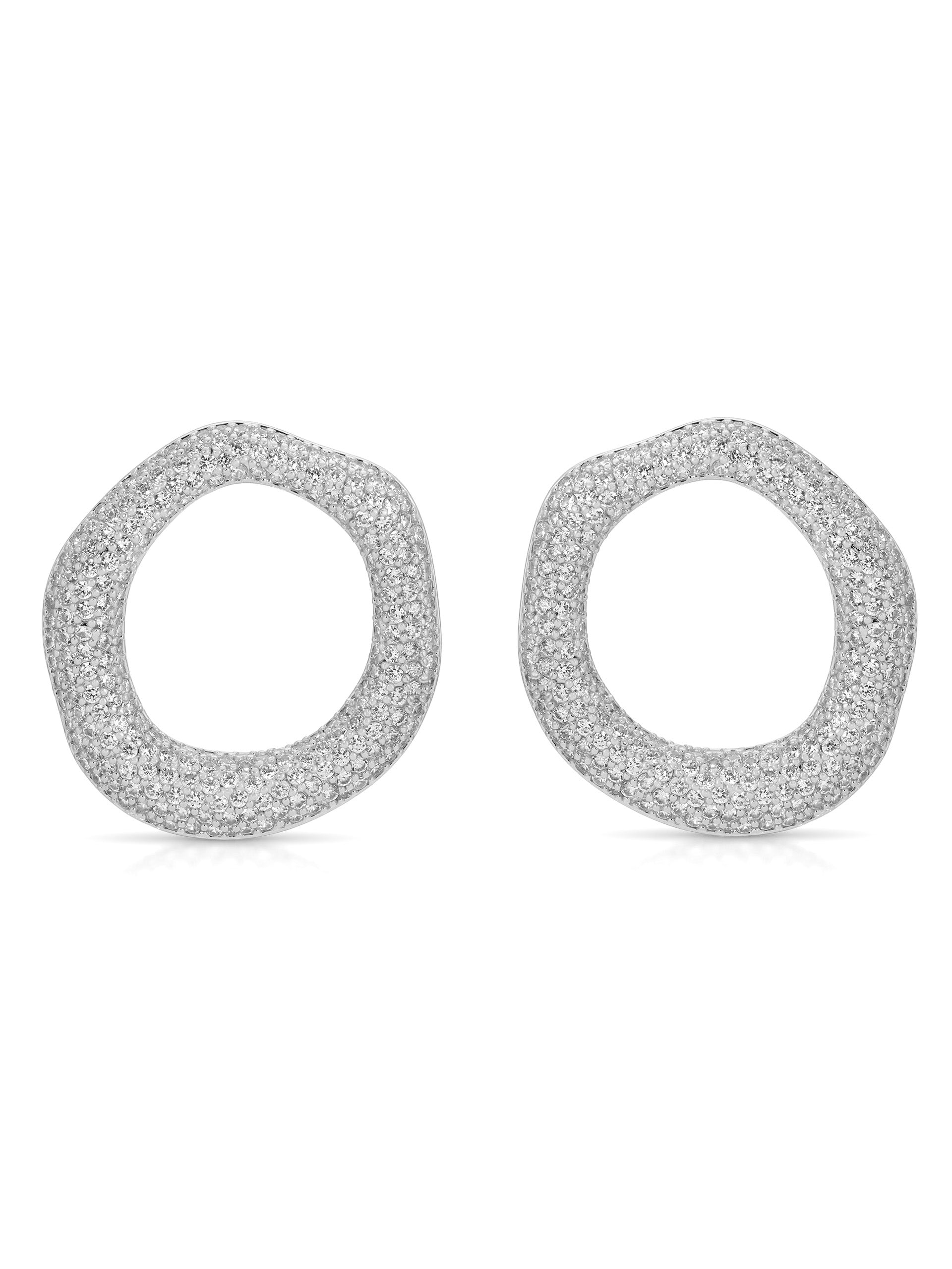 Open Circle Pavè Earrings rhodium