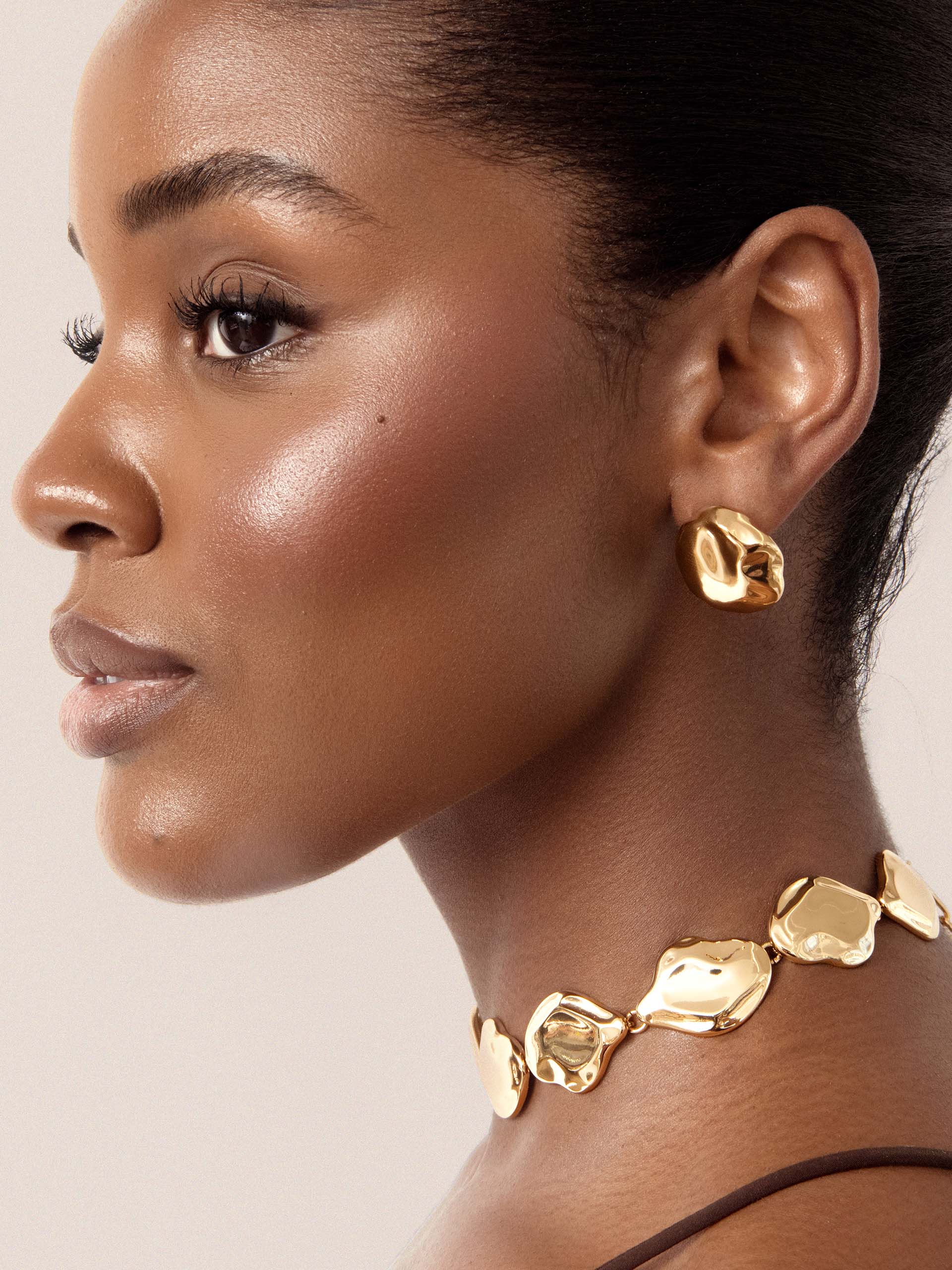 Molten Button Studs 18k Gold Plated model 2