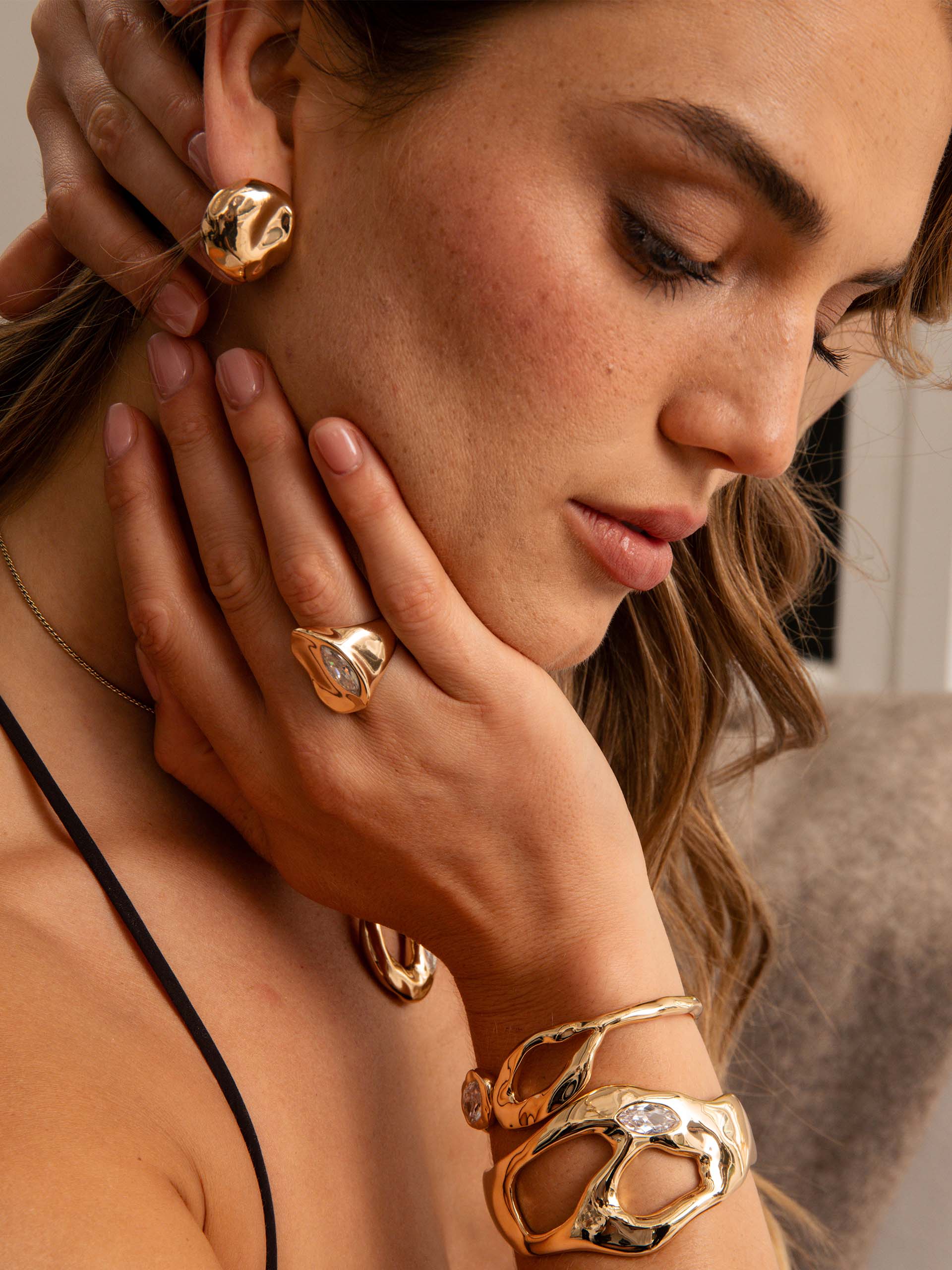 Molten Button Studs 18k Gold Plated model 4