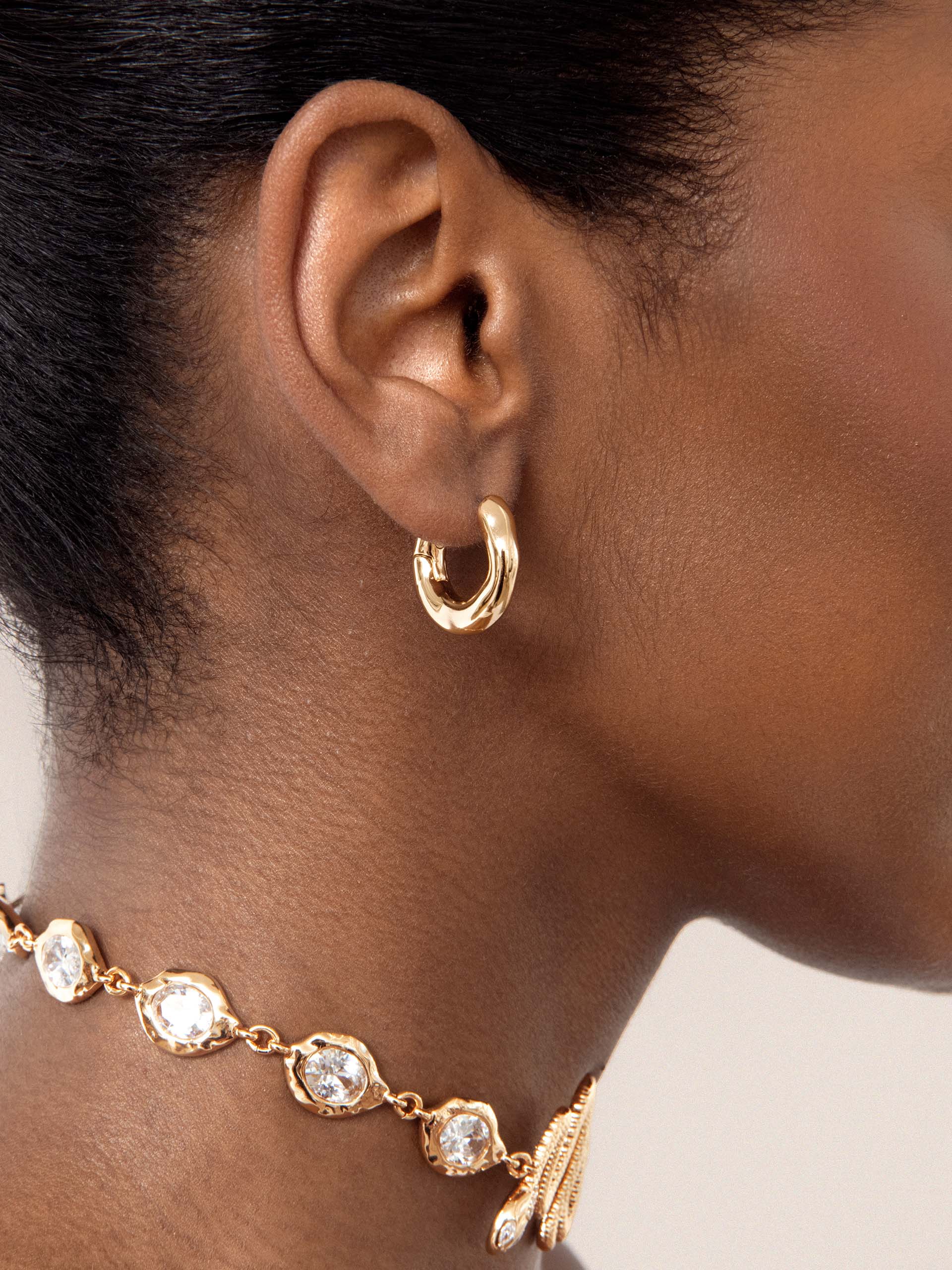 Mini Molten Hoops 18k Gold Plated model 2