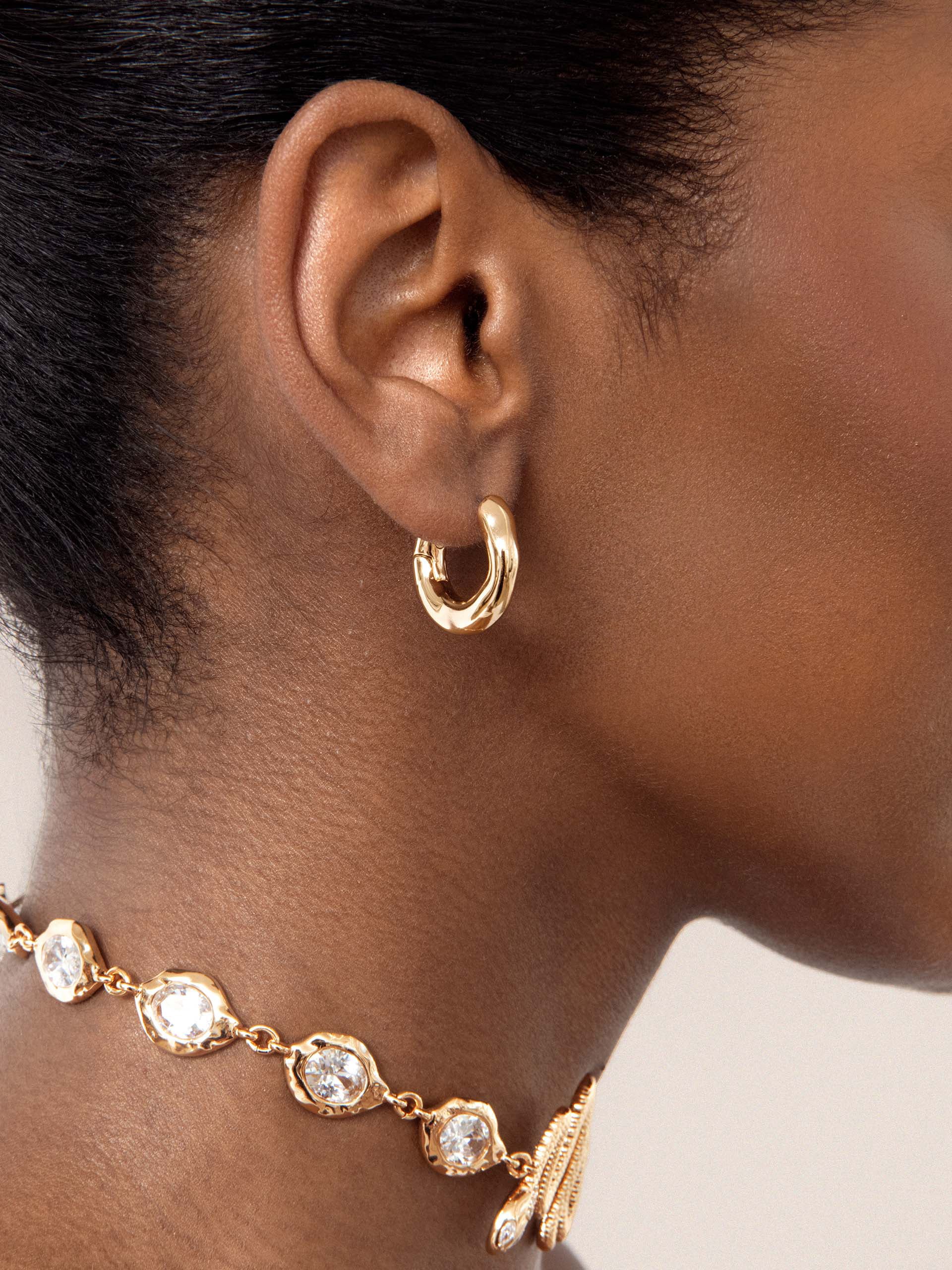 Mini Molten Hoops 18k Gold Plated model 2