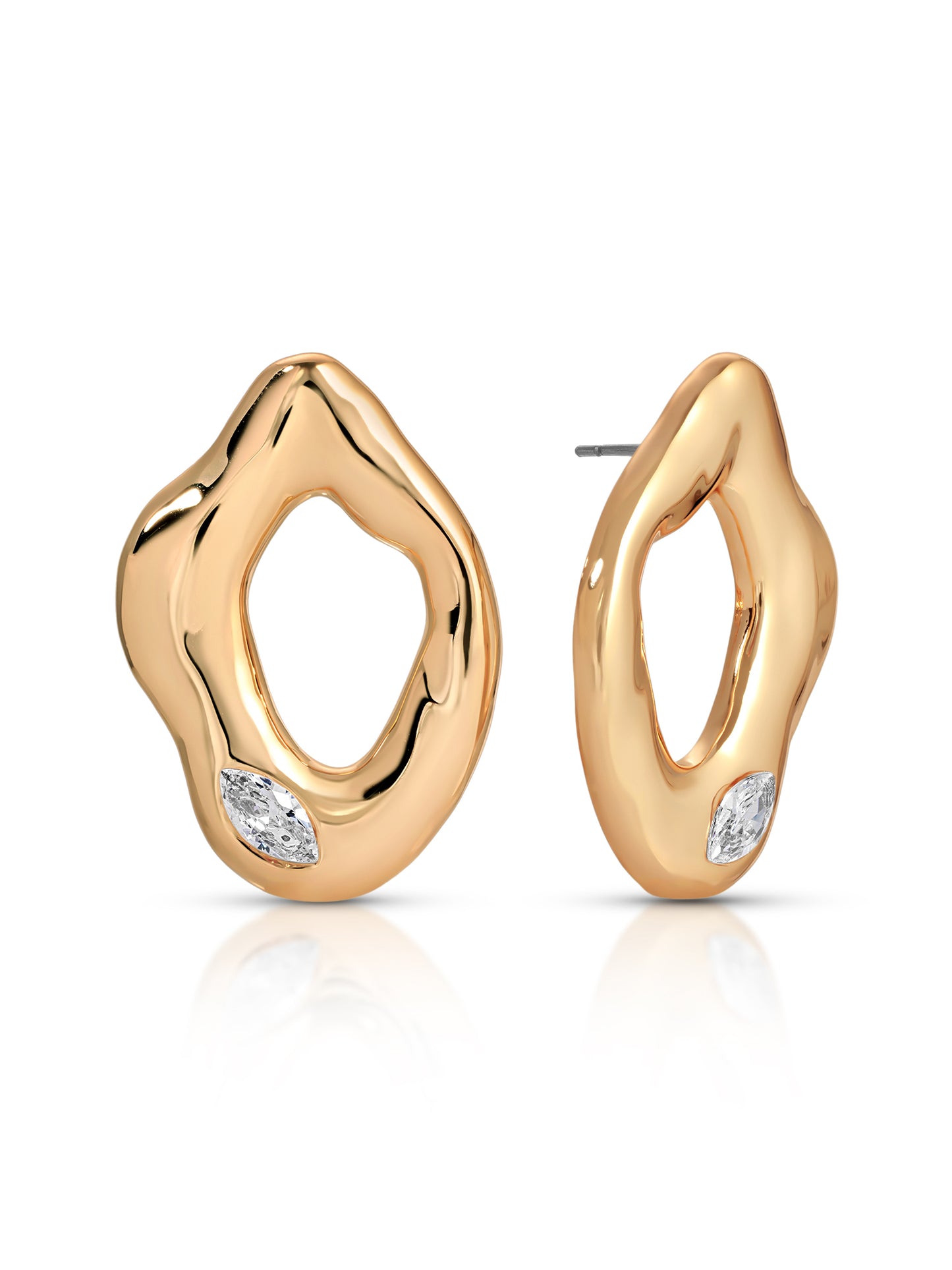 Melting Metal Crystal Earrings Clear Crystal with 18k Gold Plating 3