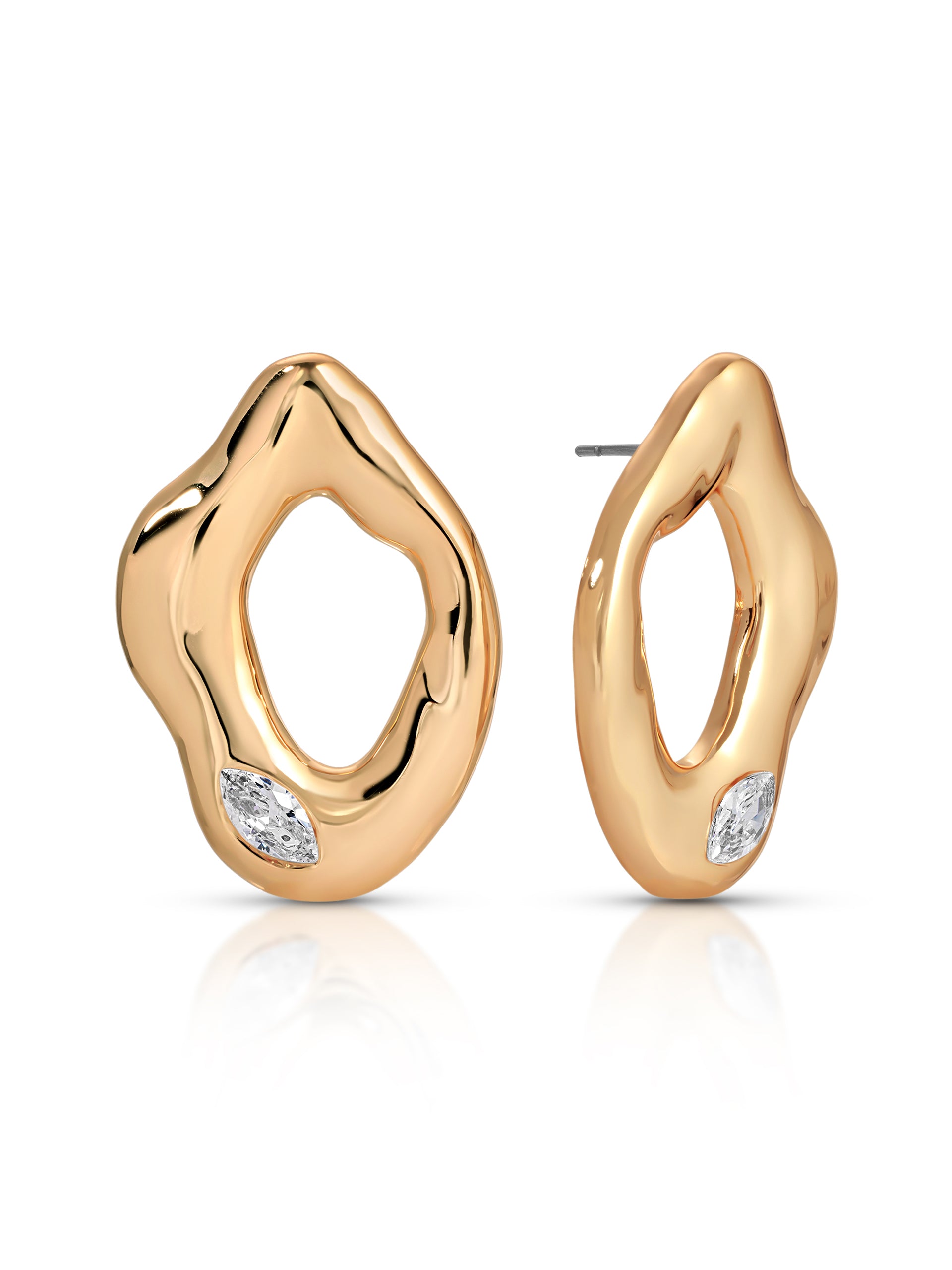 Melting Metal Crystal Earrings Clear Crystal with 18k Gold Plating 3