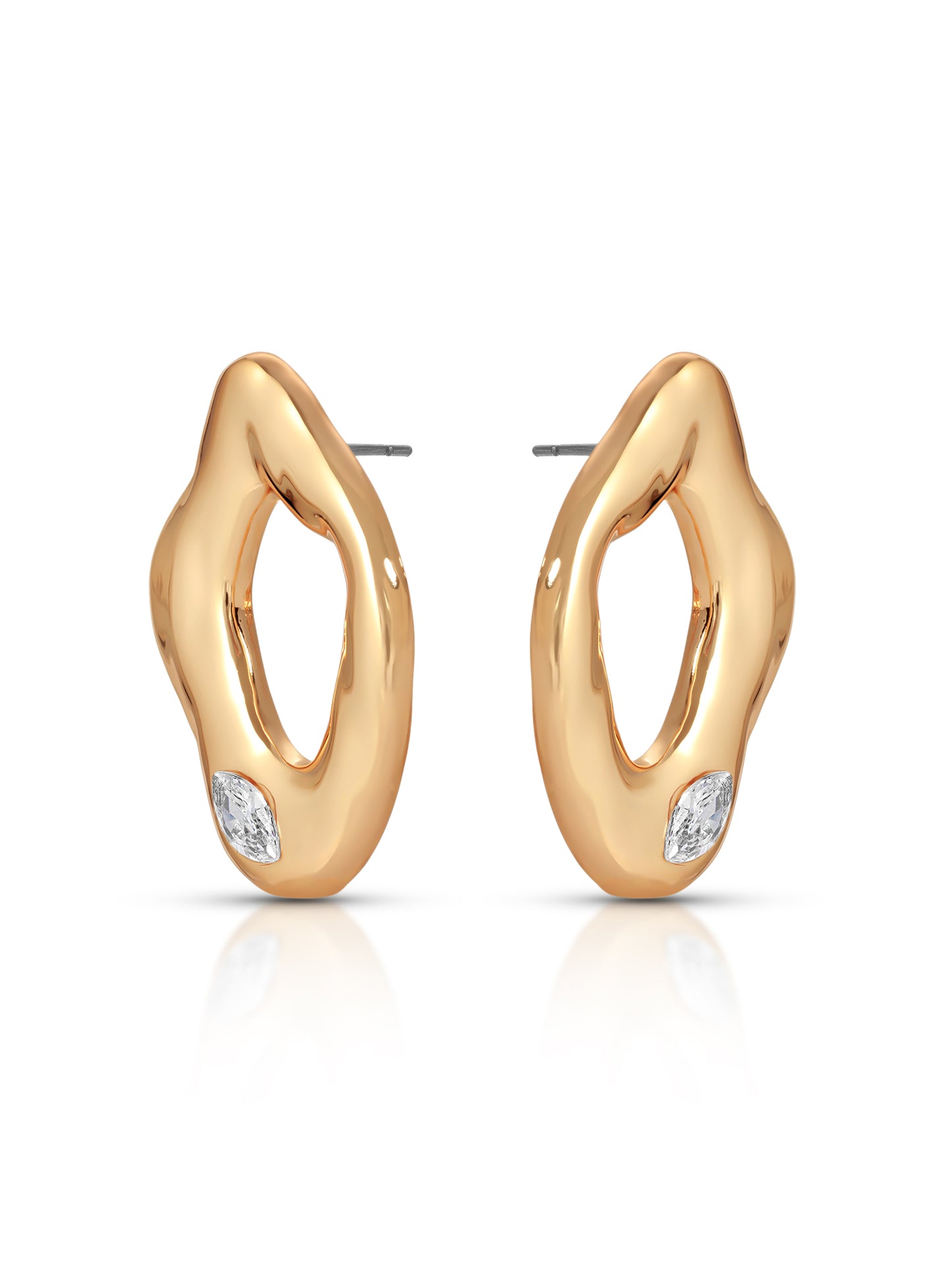 Melting Metal Crystal Earrings Clear Crystal with 18k Gold Plating 2