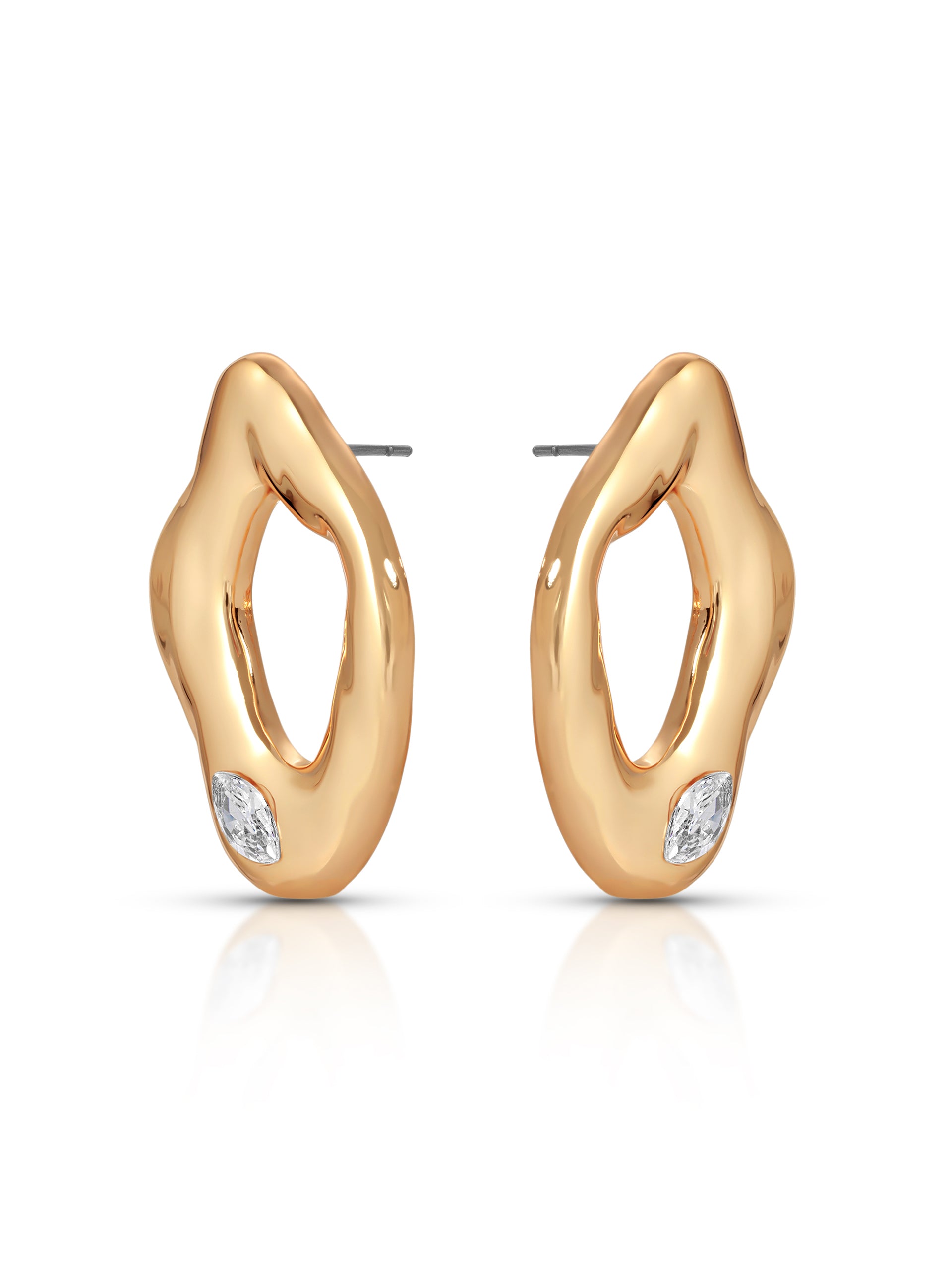 Melting Metal Crystal Earrings Clear Crystal with 18k Gold Plating 2