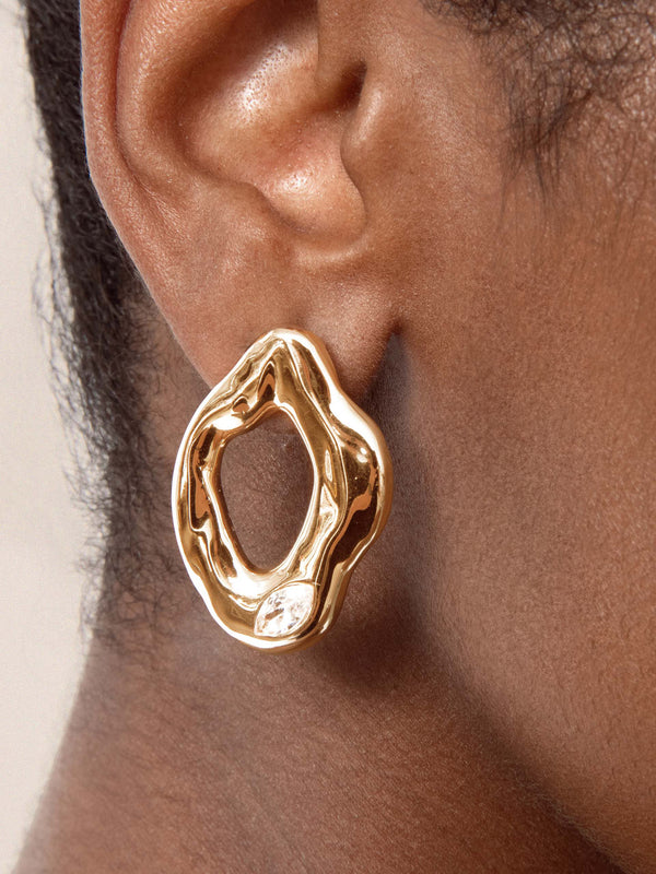 Melting Metal Crystal Earrings Second