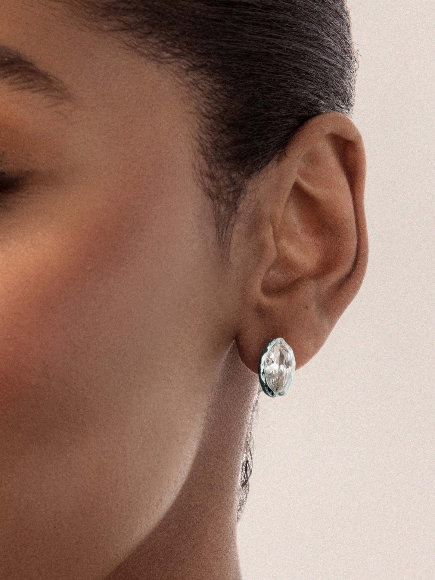 Crystal Luxe Mini Studs Clear Crystal with Silver Plating on model 2