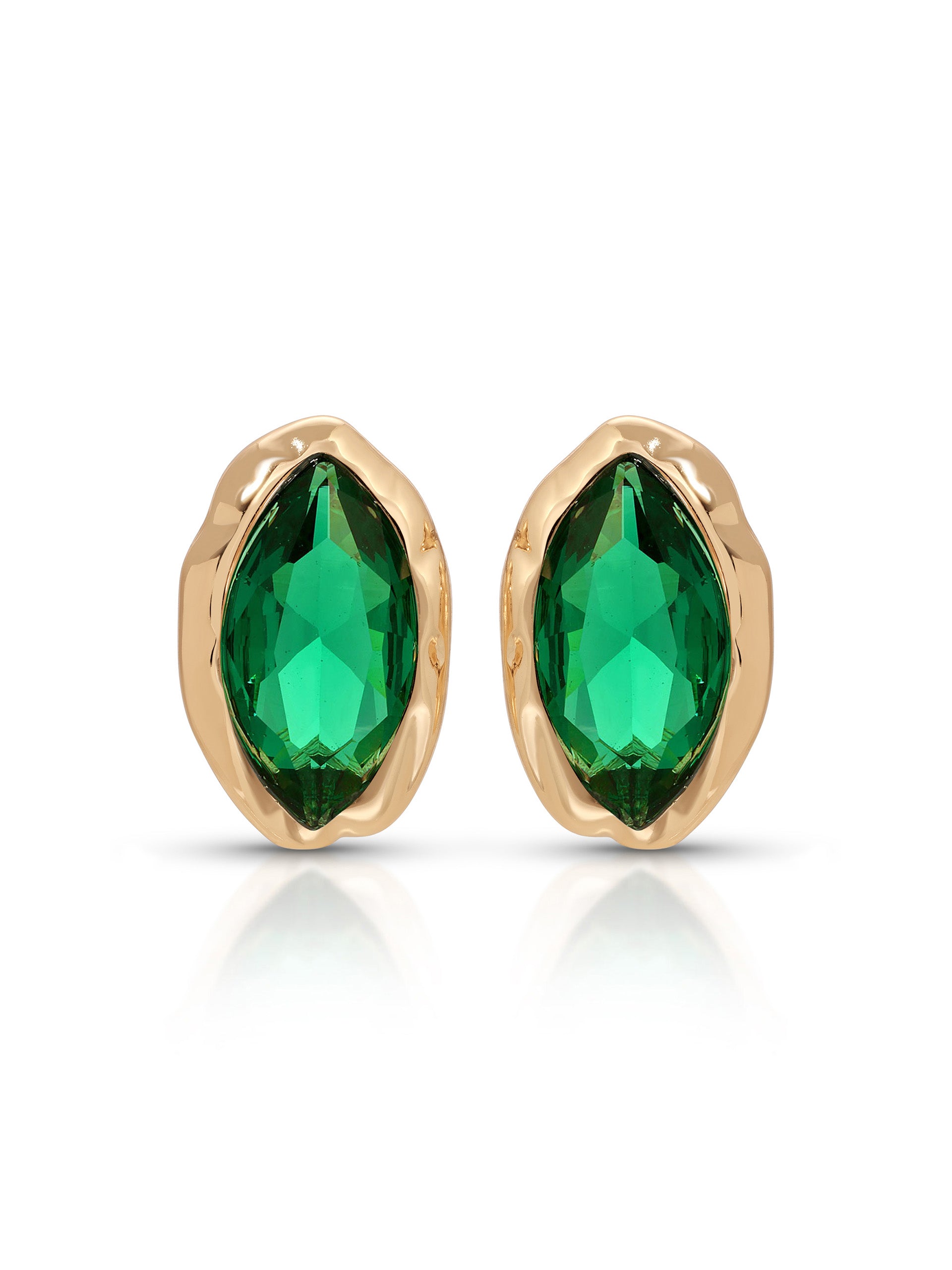 Crystal Luxe Mini Studs Emerald Crystal with 18k Gold Plating