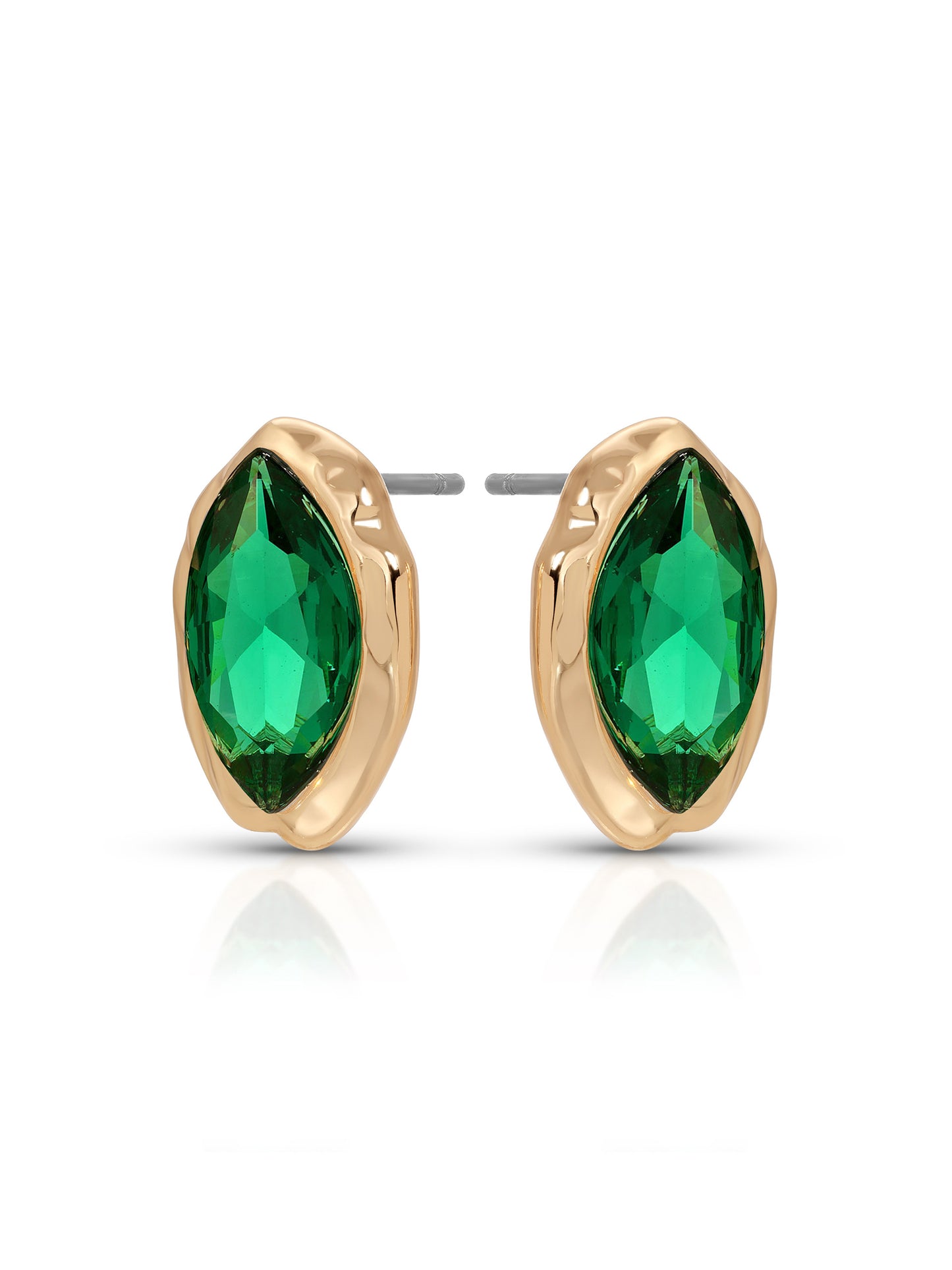 Crystal Luxe Mini Studs Emerald Crystal with 18k Gold Plating 2
