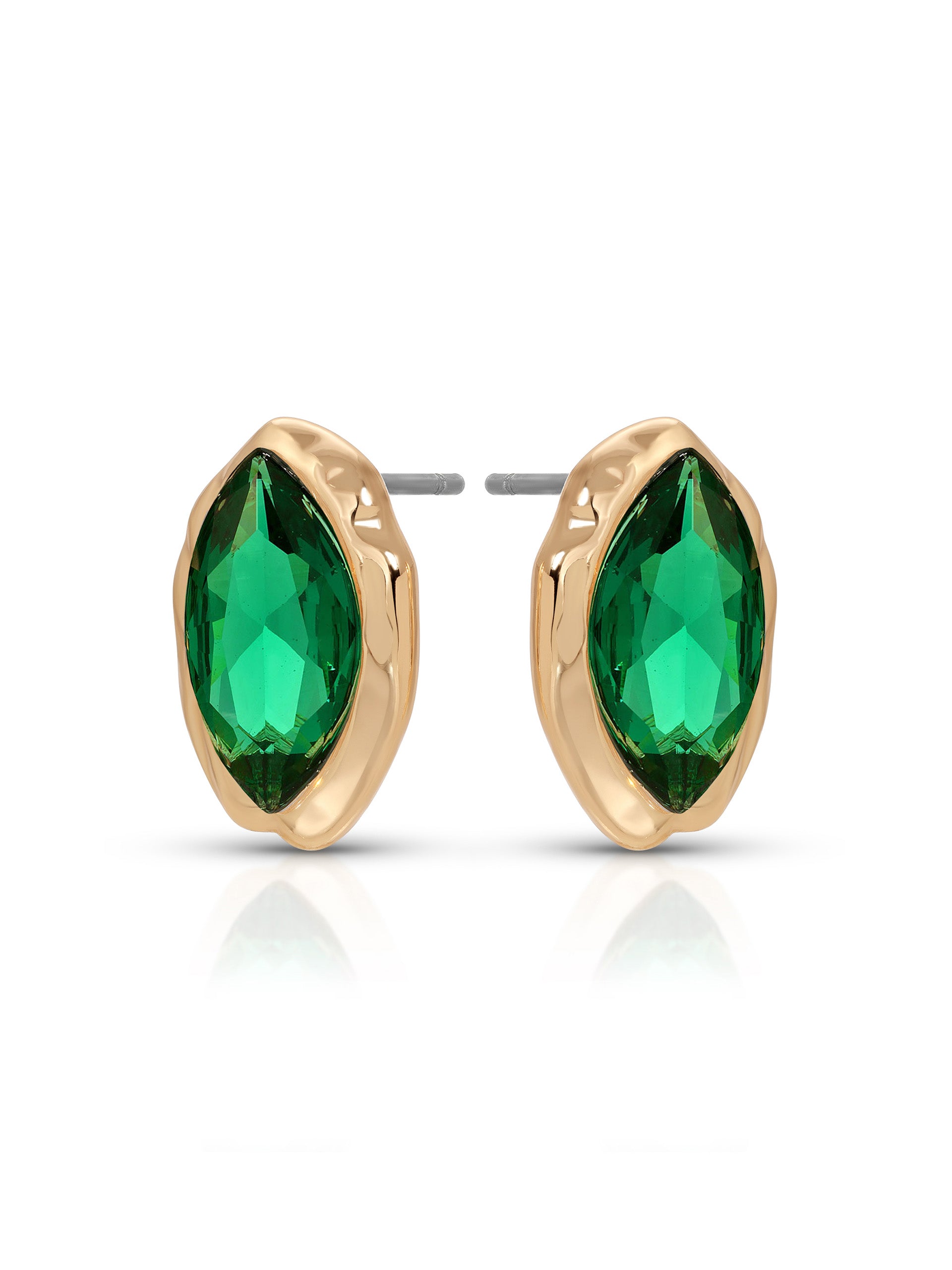 Crystal Luxe Mini Studs Emerald Crystal with 18k Gold Plating 2