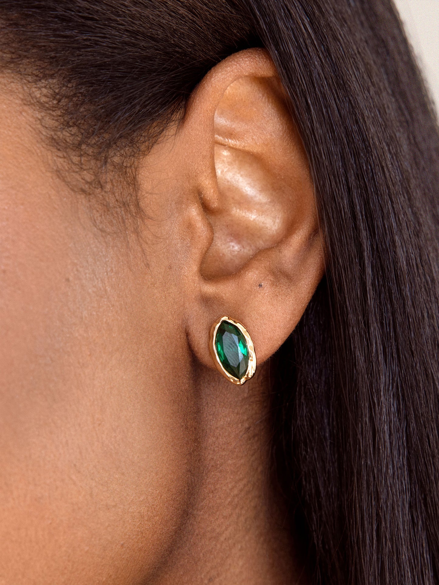 Crystal Luxe Mini Studs Emerald Crystal with 18k Gold Plating model 1