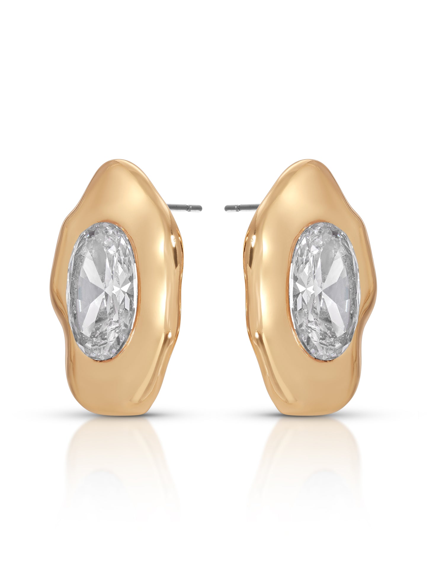 Molten Glow Crystal Studs Clear Crystal with 18k Gold Plating 2