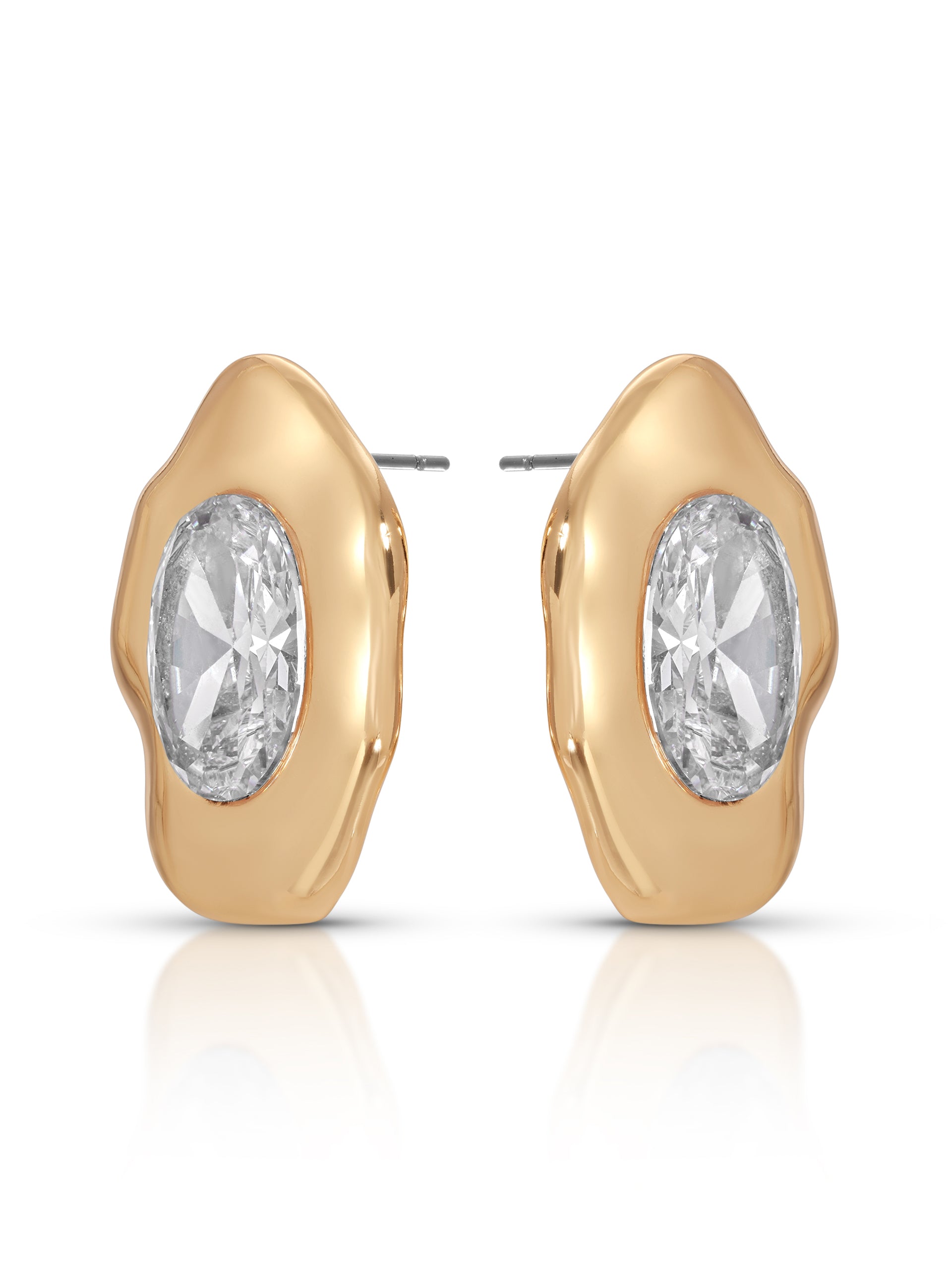 Molten Glow Crystal Studs Clear Crystal with 18k Gold Plating 2
