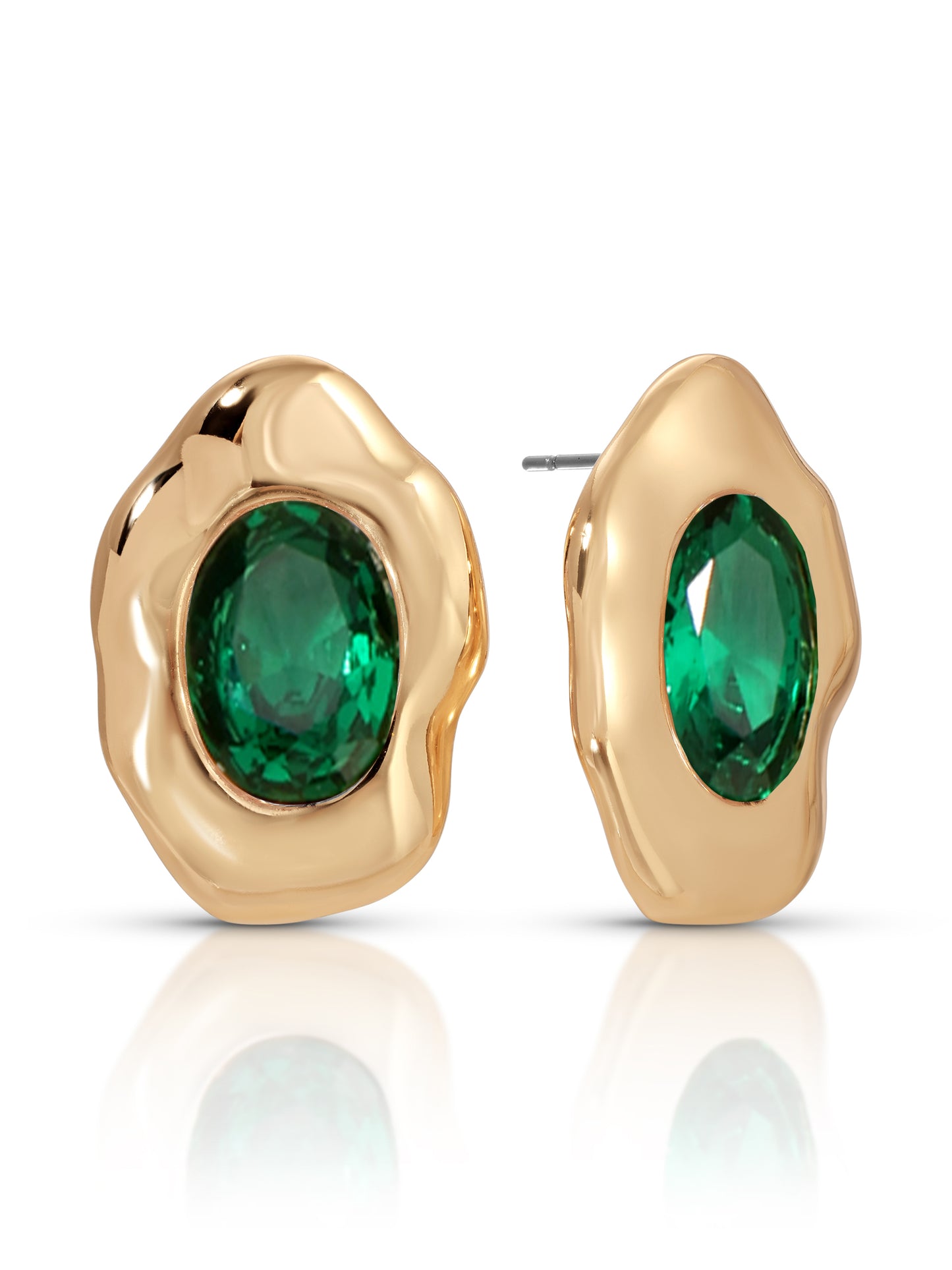 Molten Glow Crystal Studs Emerald Crystal with 18k Gold Plating 3