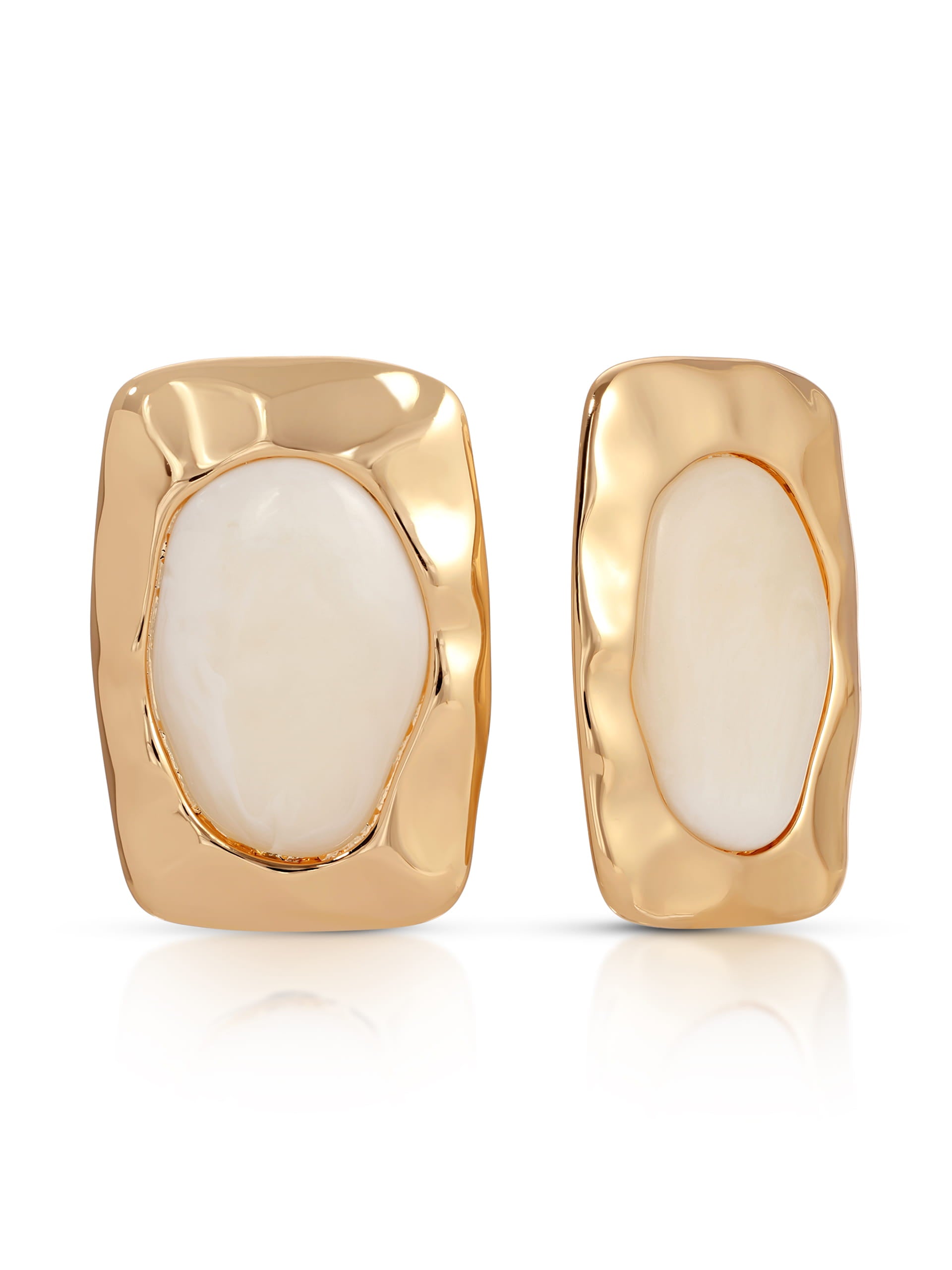 Hidden Treasure Earrings in Bone Acrylic with 18k Gold Plating