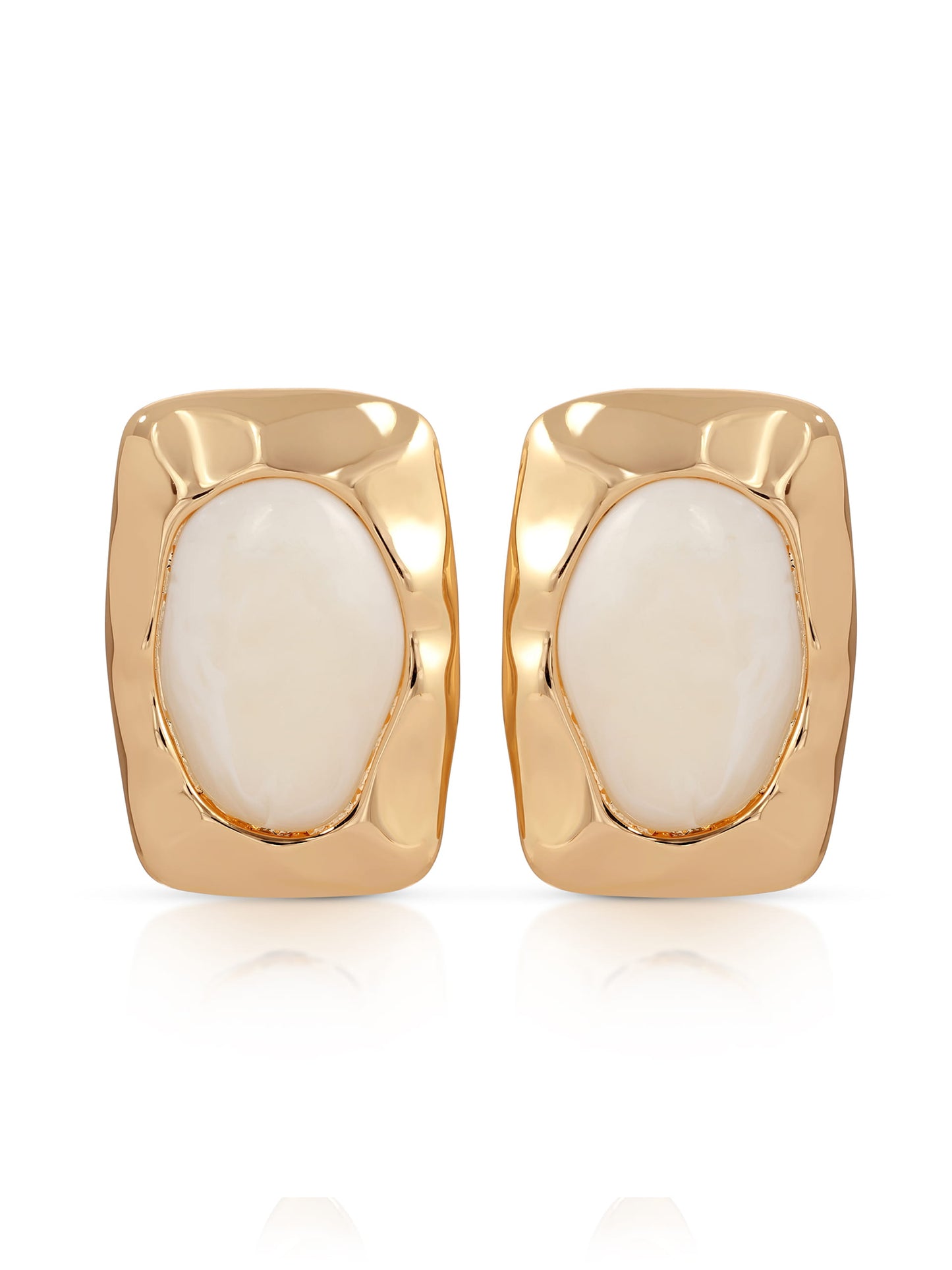 Hidden Treasure Earrings in Bone Acrylic with 18k Gold Plating 2