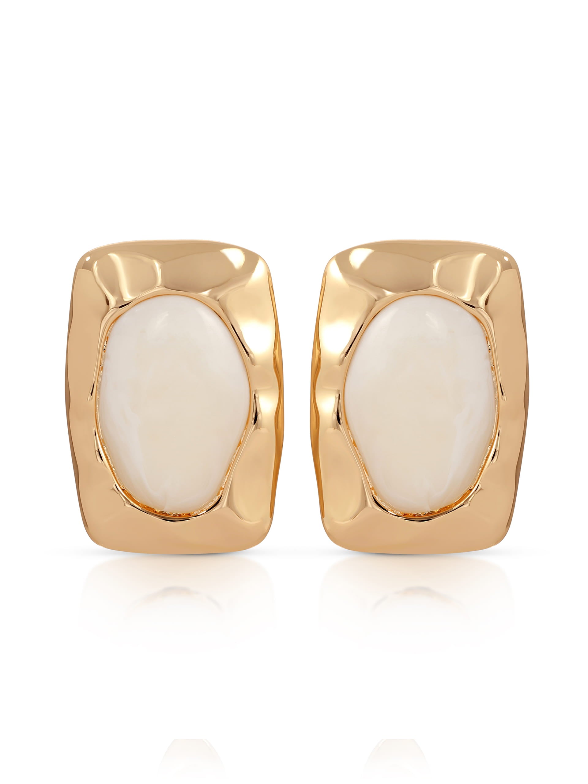 Hidden Treasure Earrings in Bone Acrylic with 18k Gold Plating 2