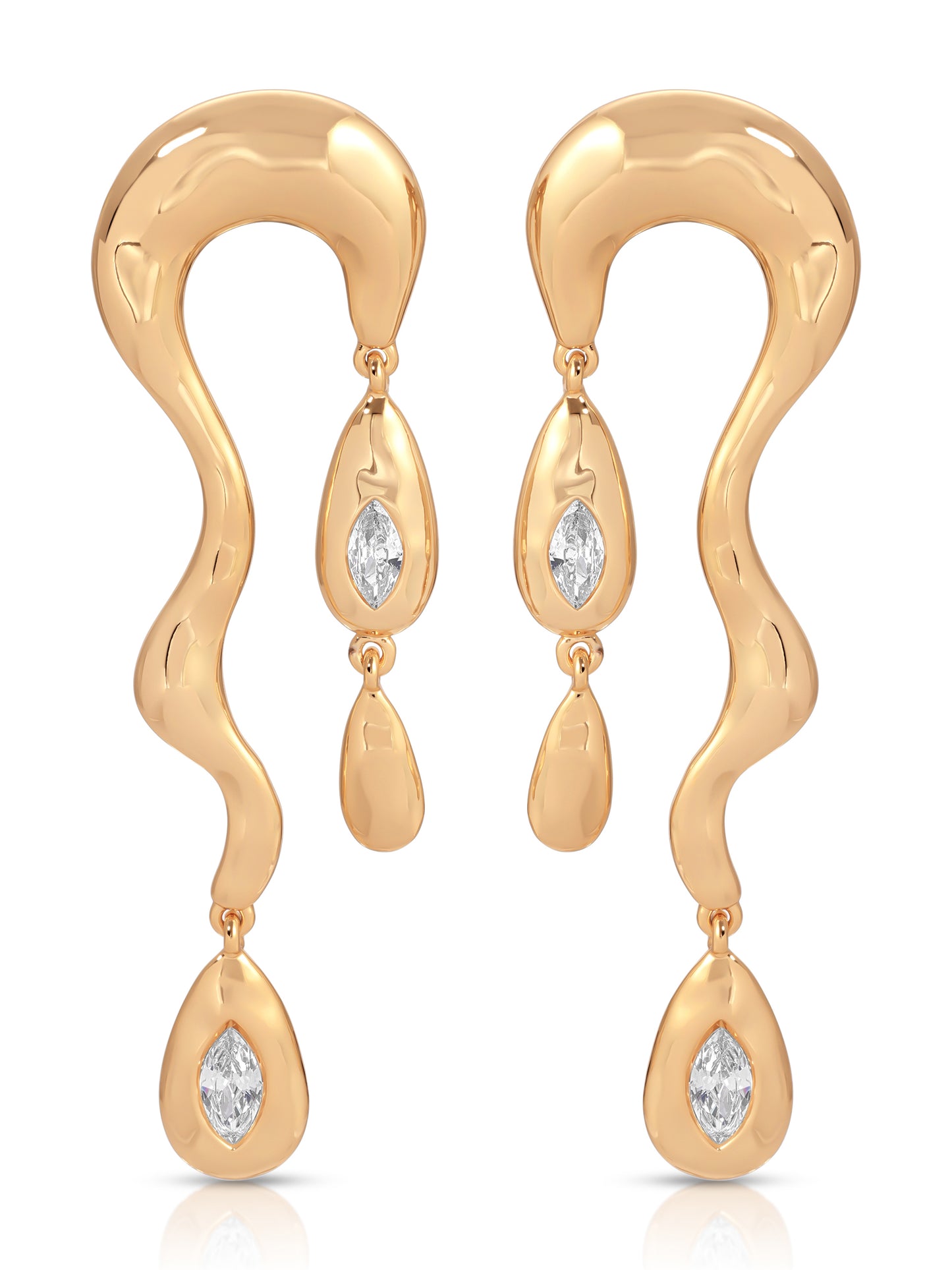 Melting Metal Dangle Earrings 18k Gold Plated