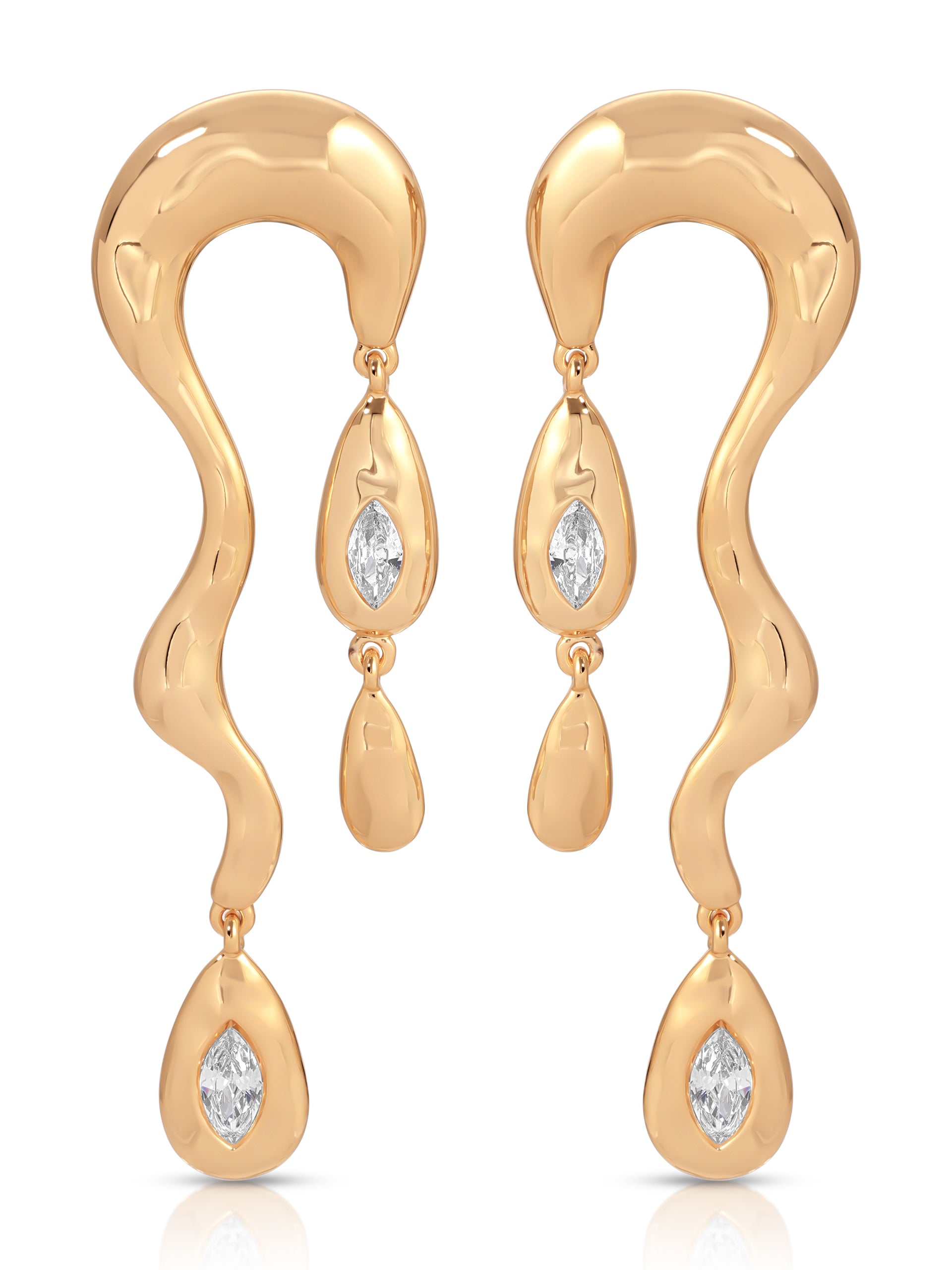 Melting Metal Dangle Earrings 18k Gold Plated
