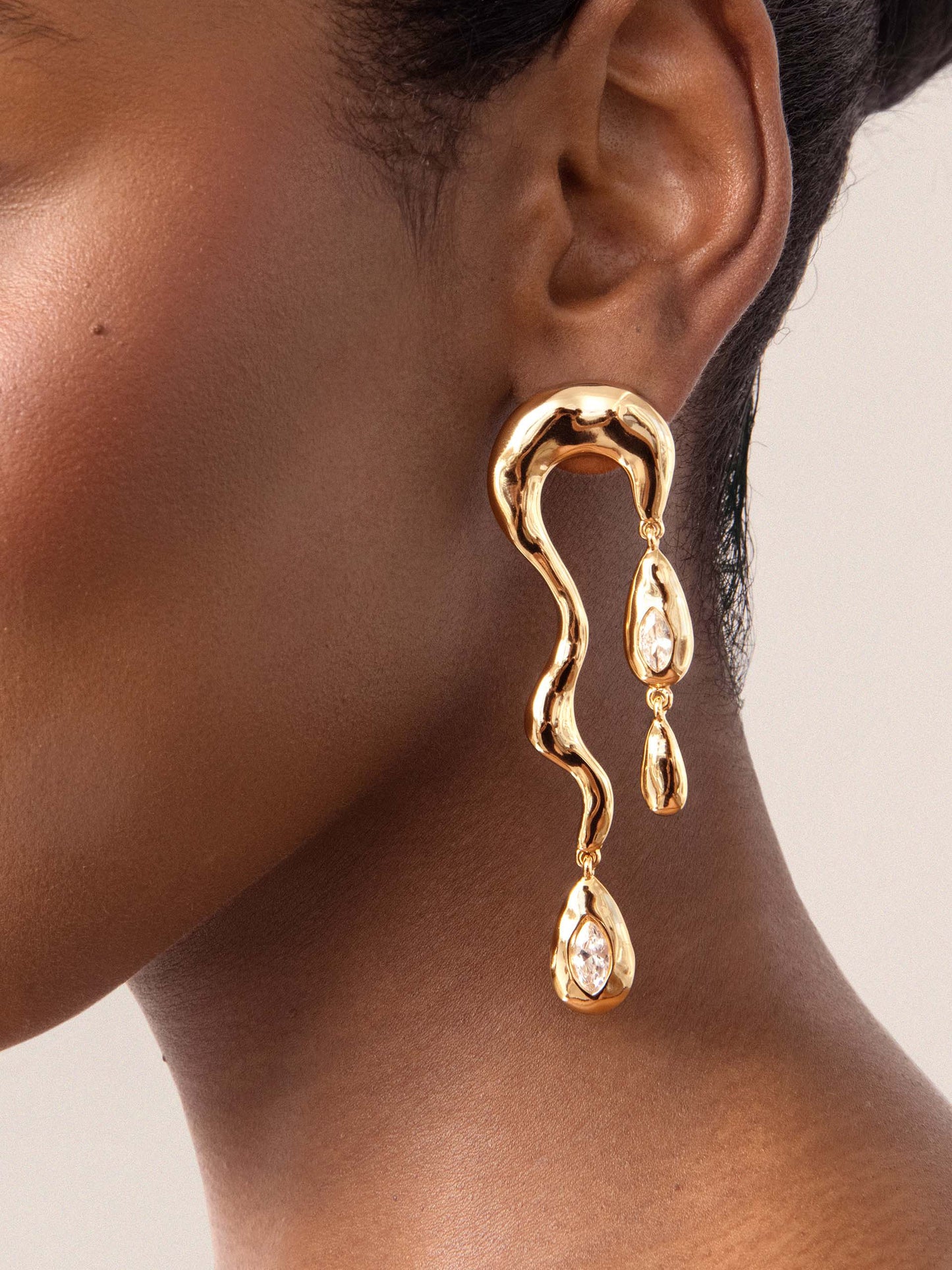 Melting Metal Dangle Earrings 18k Gold Plated model 1