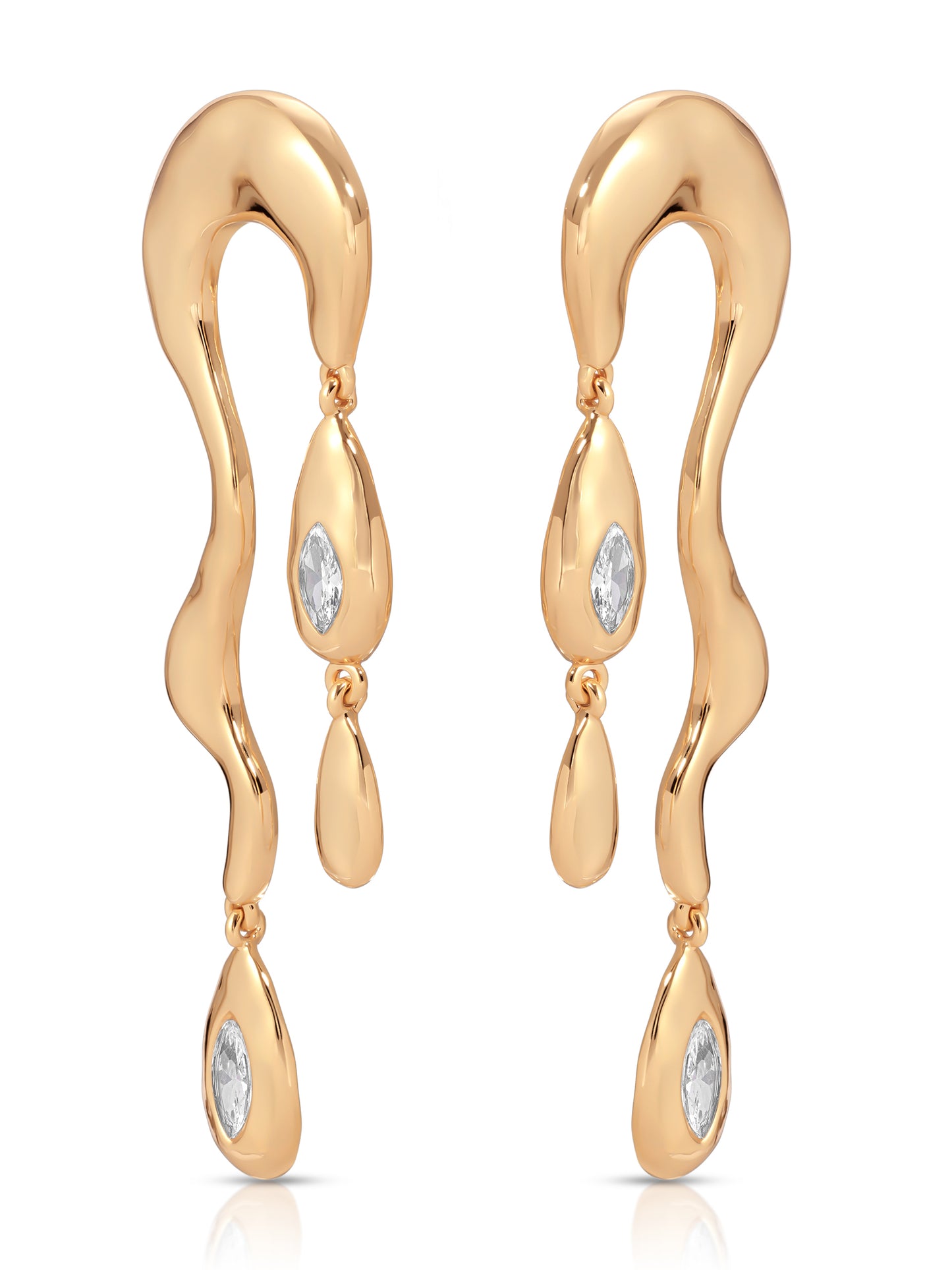 Melting Metal Dangle Earrings 18k Gold Plated 2