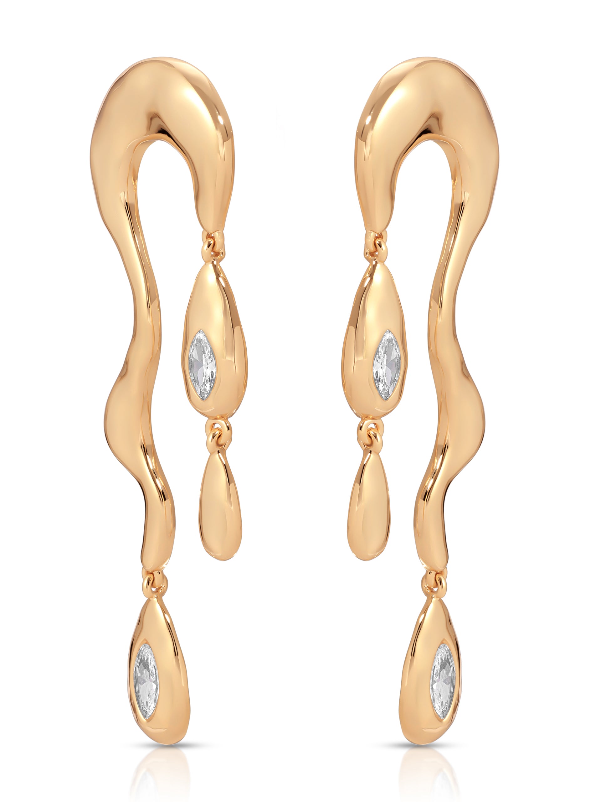 Melting Metal Dangle Earrings 18k Gold Plated 2