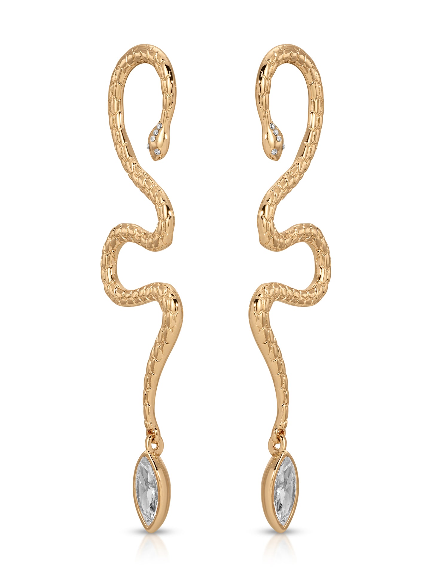Serpentina Statement Earrings Clear Crystal with 18k Gold Plating 2
