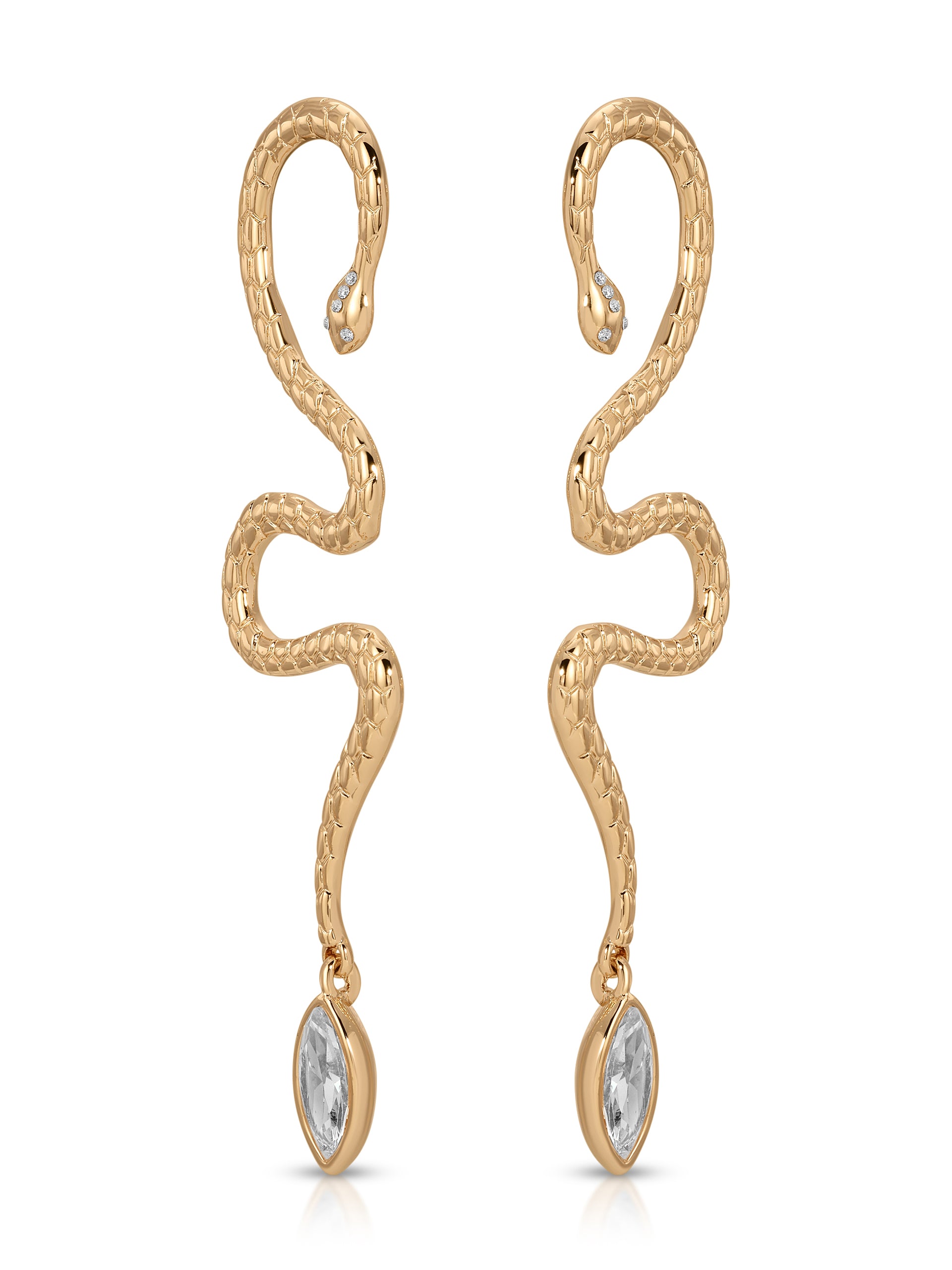 Serpentina Statement Earrings Clear Crystal with 18k Gold Plating 2