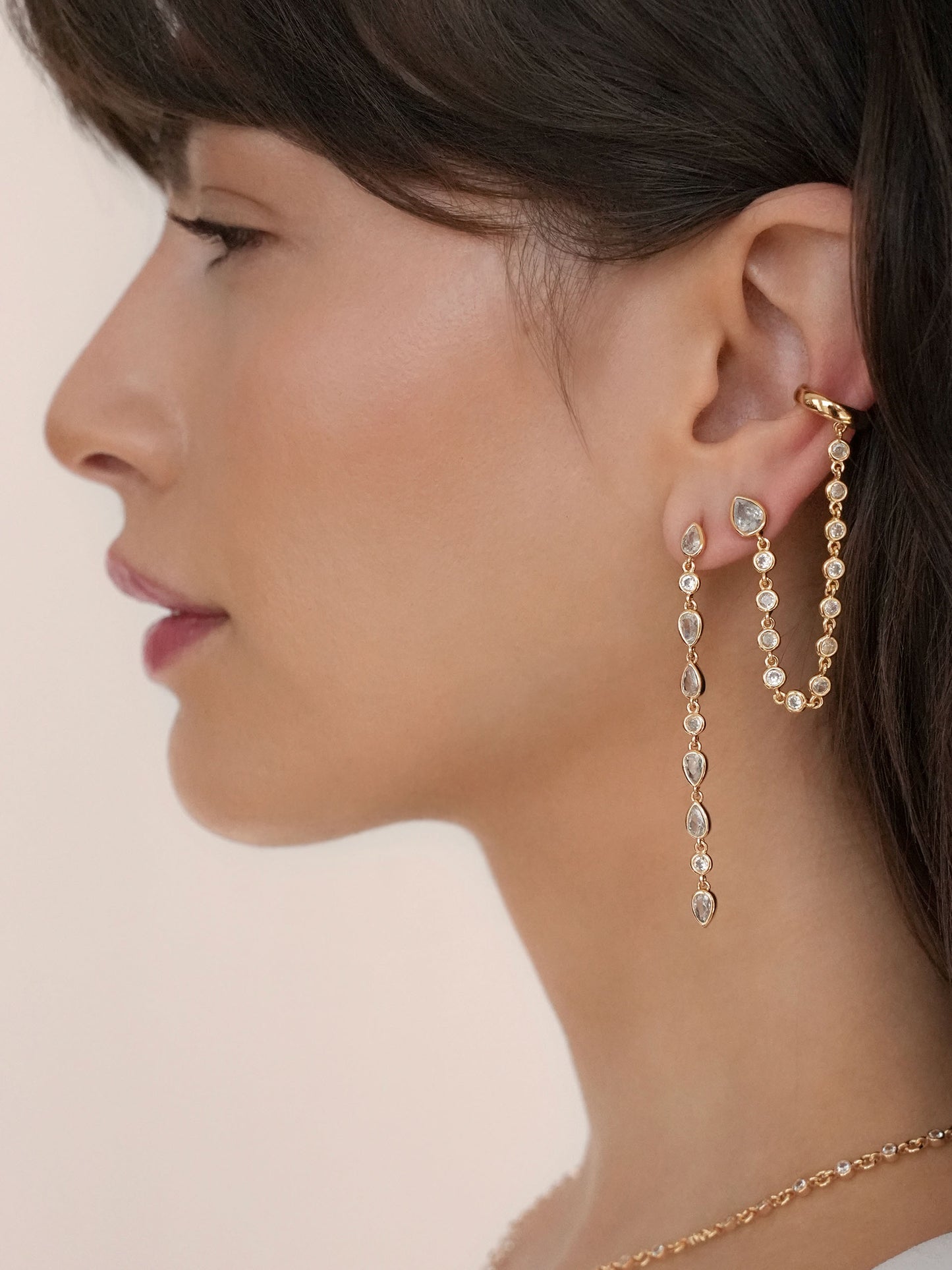 Ear Cuff Crystal Chain Stud