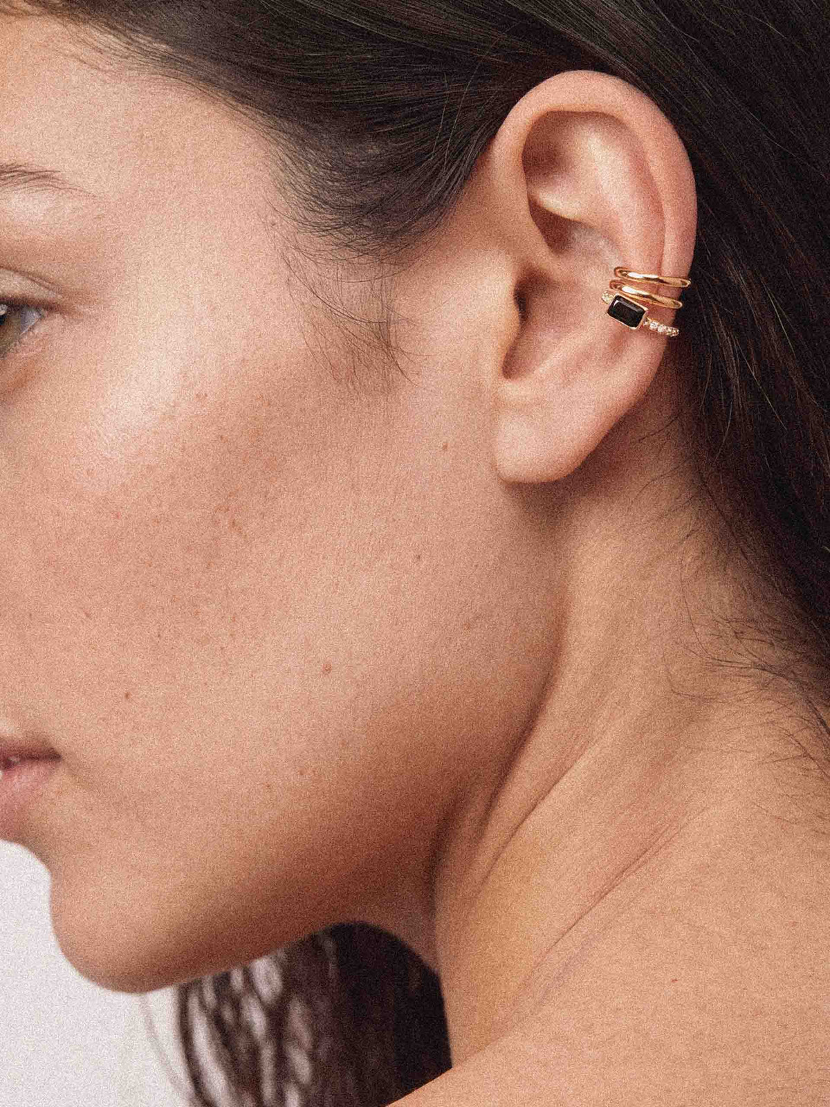 Cluster Ear Cuff Black Crystal with 18k Gold Plating model 3