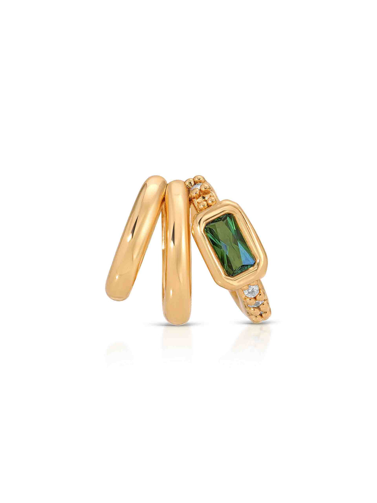 Cluster Ear Cuff Emerald Crystal with 18k Gold Plating