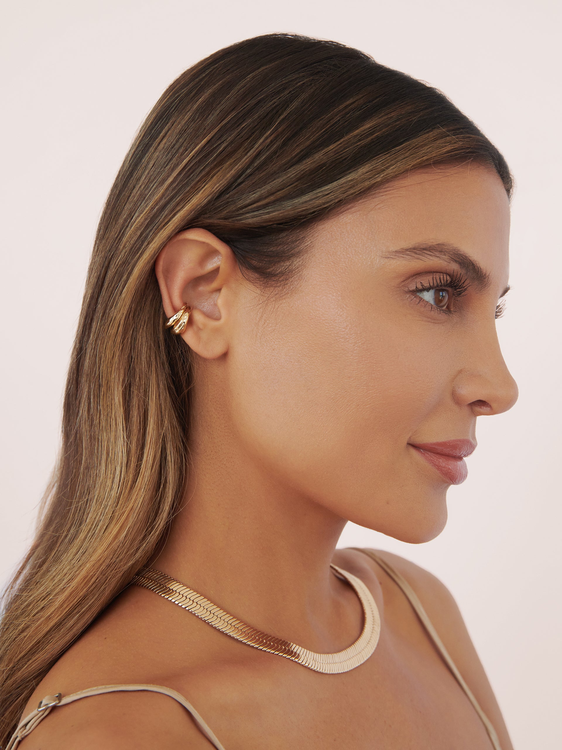 Bold Metallic Ear Cuff Set 18k Gold Plated model 2