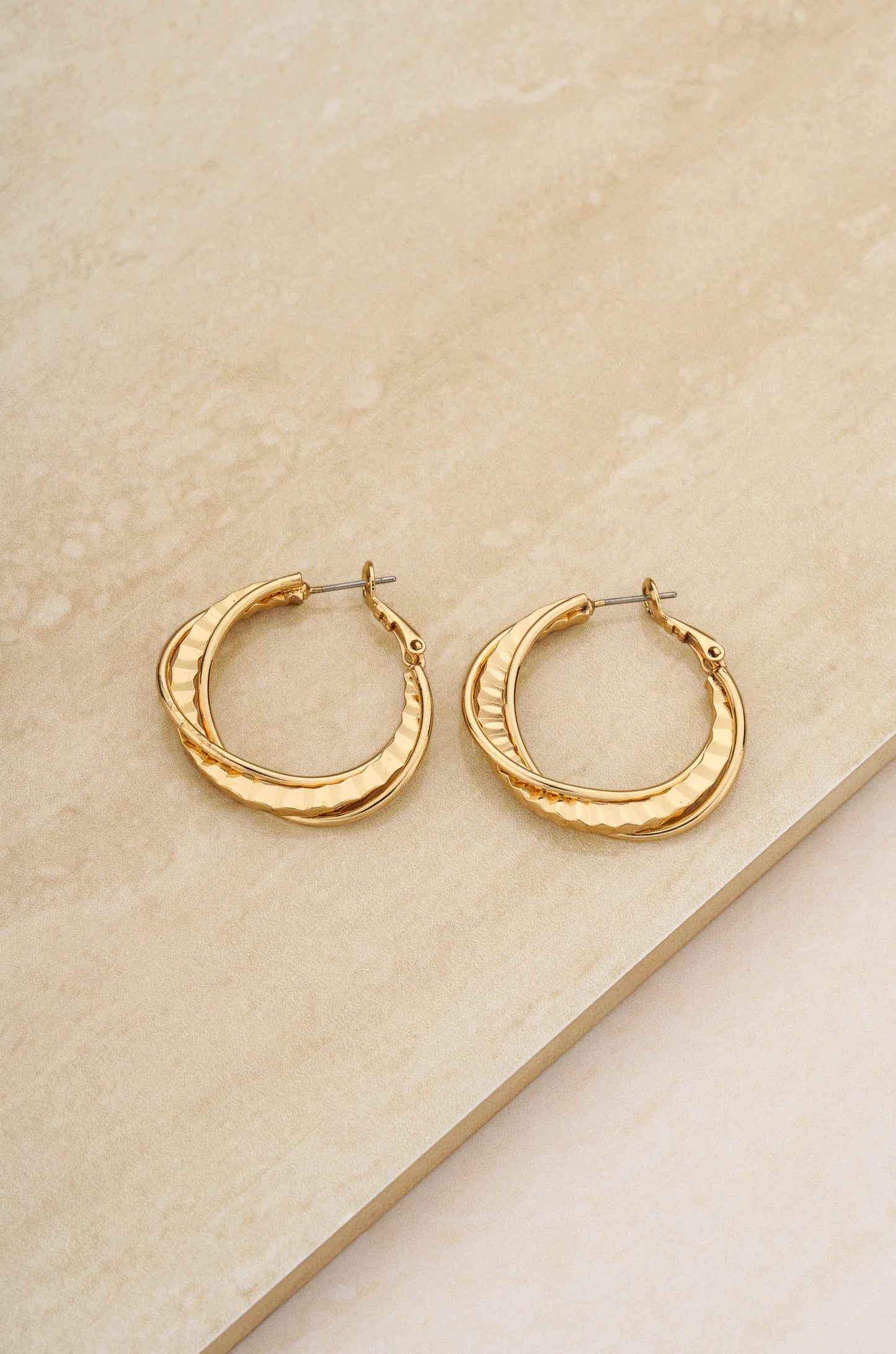 Twisted Golden 18k Gold Plated Hoops