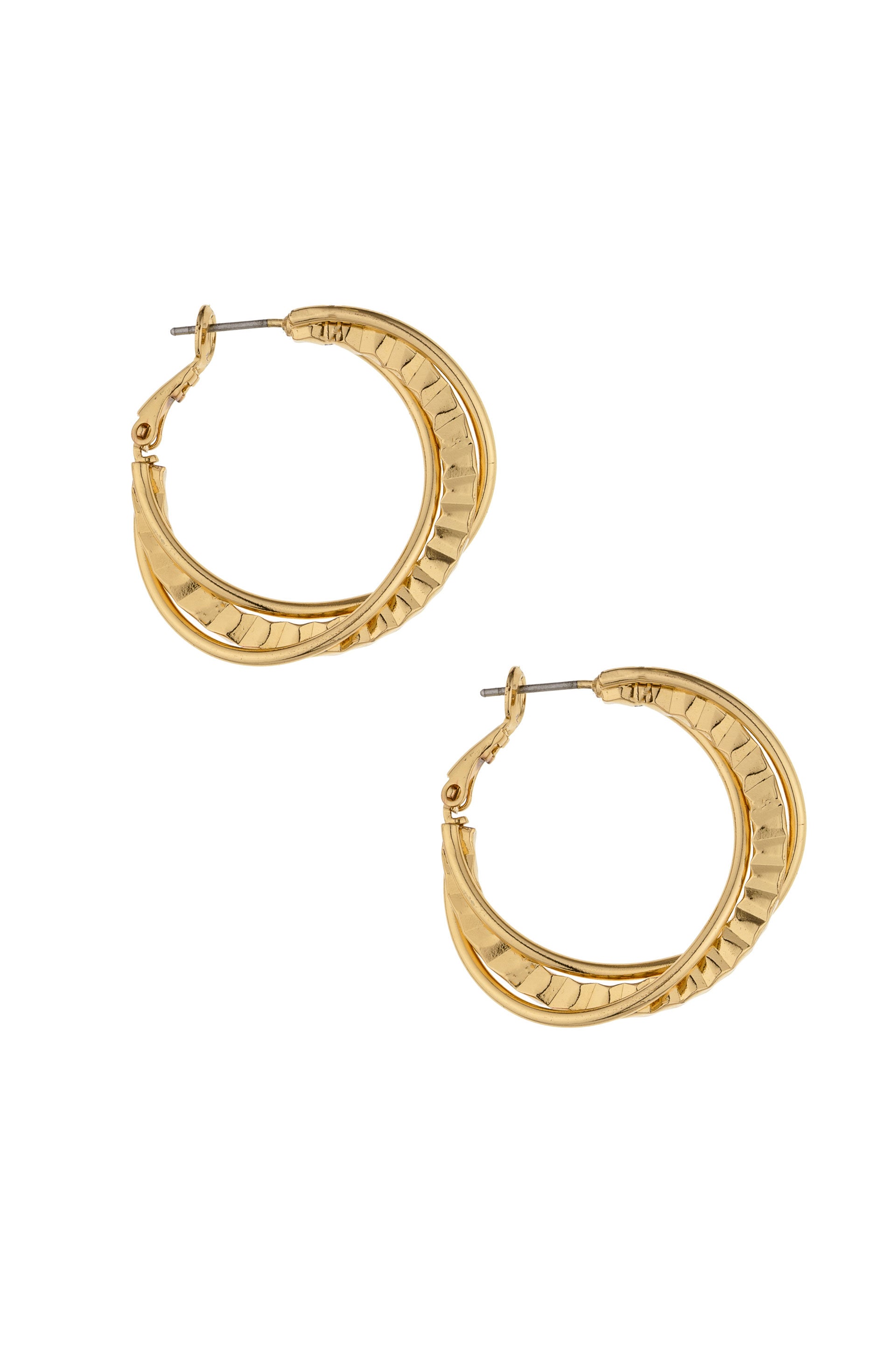 Twisted Golden 18k Gold Plated Hoops side